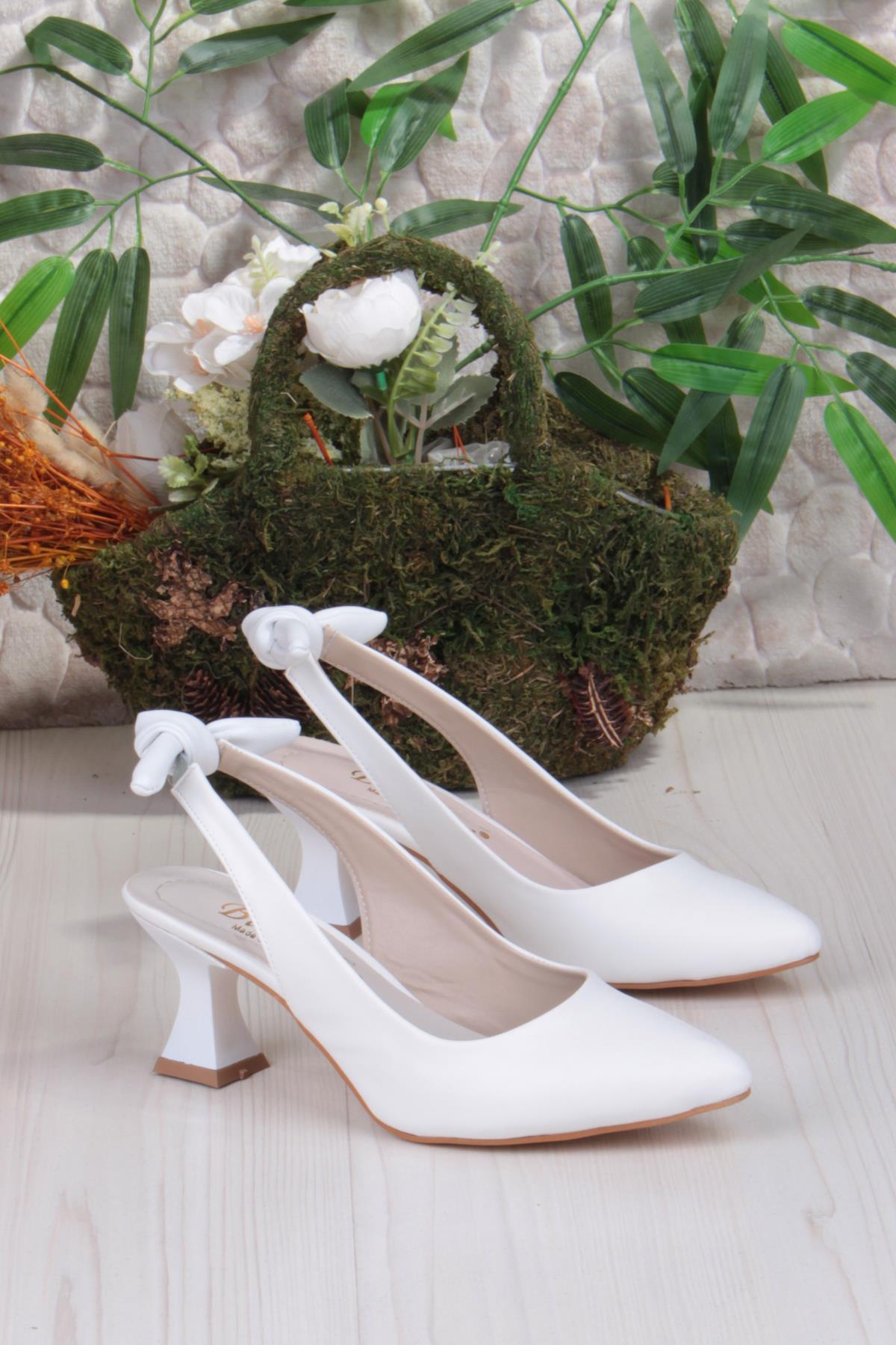 32810 Bilener Arkası Açık Arka Fiyonk Detaylı Alçak Topuk Kadın Ayakkabı - Görsel 6