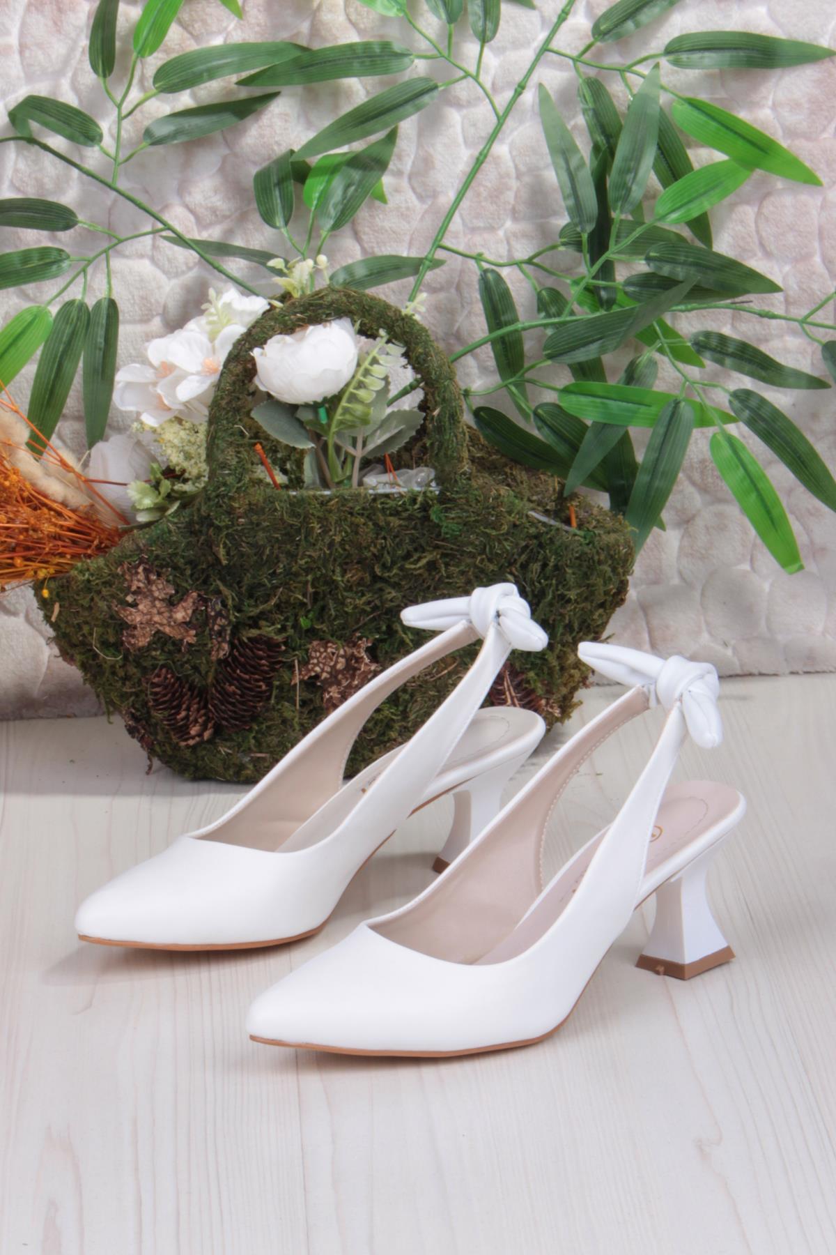 32810 Bilener Arkası Açık Arka Fiyonk Detaylı Alçak Topuk Kadın Ayakkabı - Görsel 7