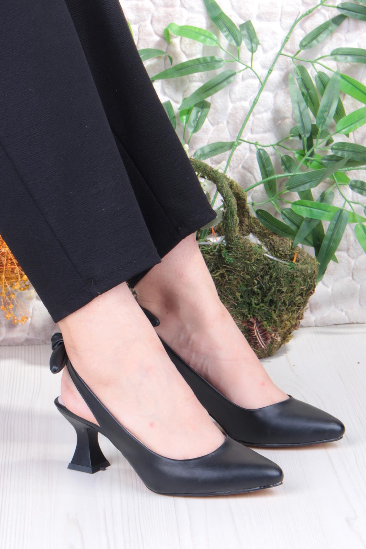 32810 Bilener Arkası Açık Arka Fiyonk Detaylı Alçak Topuk Kadın Ayakkabı - Görsel 2