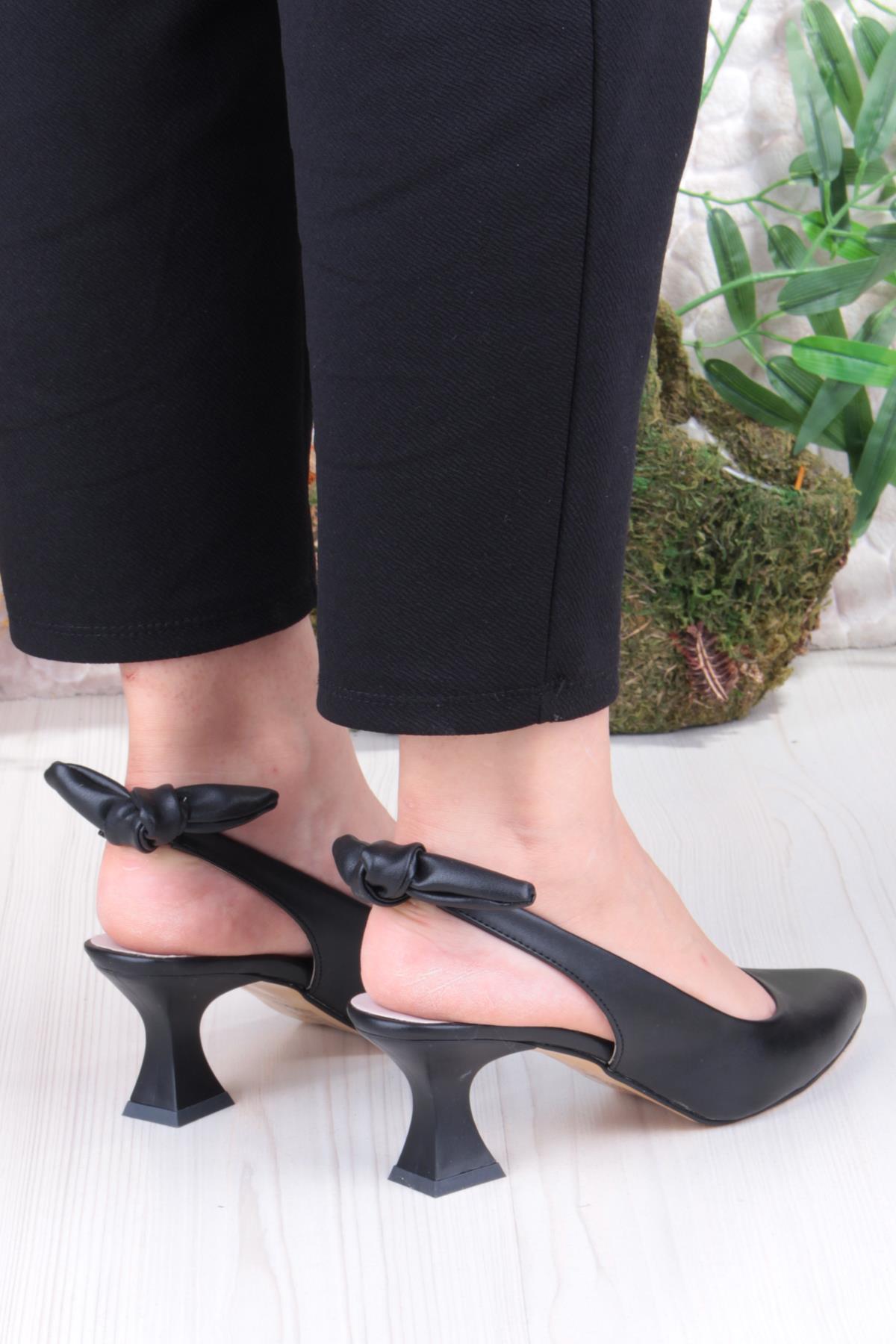 32810 Bilener Arkası Açık Arka Fiyonk Detaylı Alçak Topuk Kadın Ayakkabı - Görsel 5