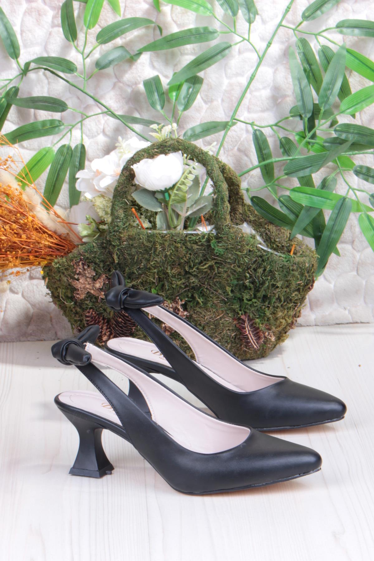 32810 Bilener Arkası Açık Arka Fiyonk Detaylı Alçak Topuk Kadın Ayakkabı - Görsel 6