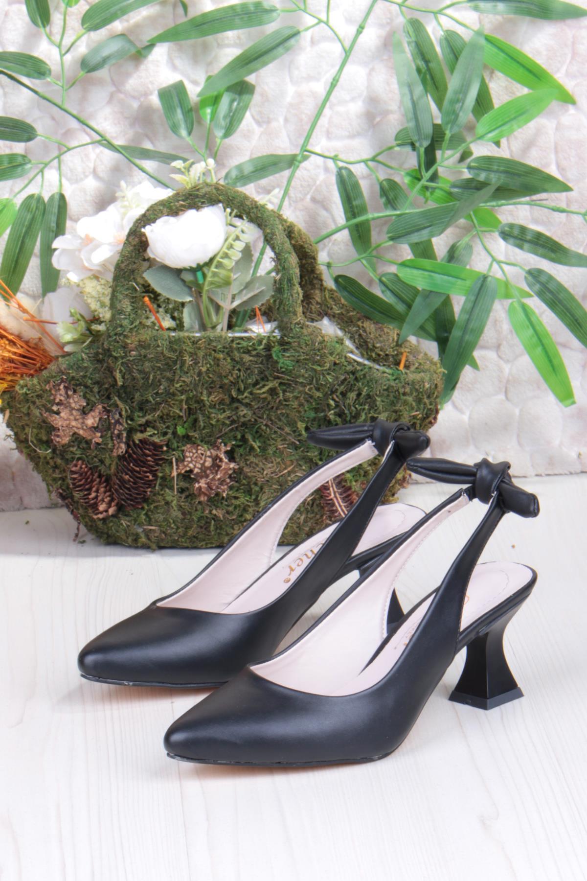 32810 Bilener Arkası Açık Arka Fiyonk Detaylı Alçak Topuk Kadın Ayakkabı - Görsel 7