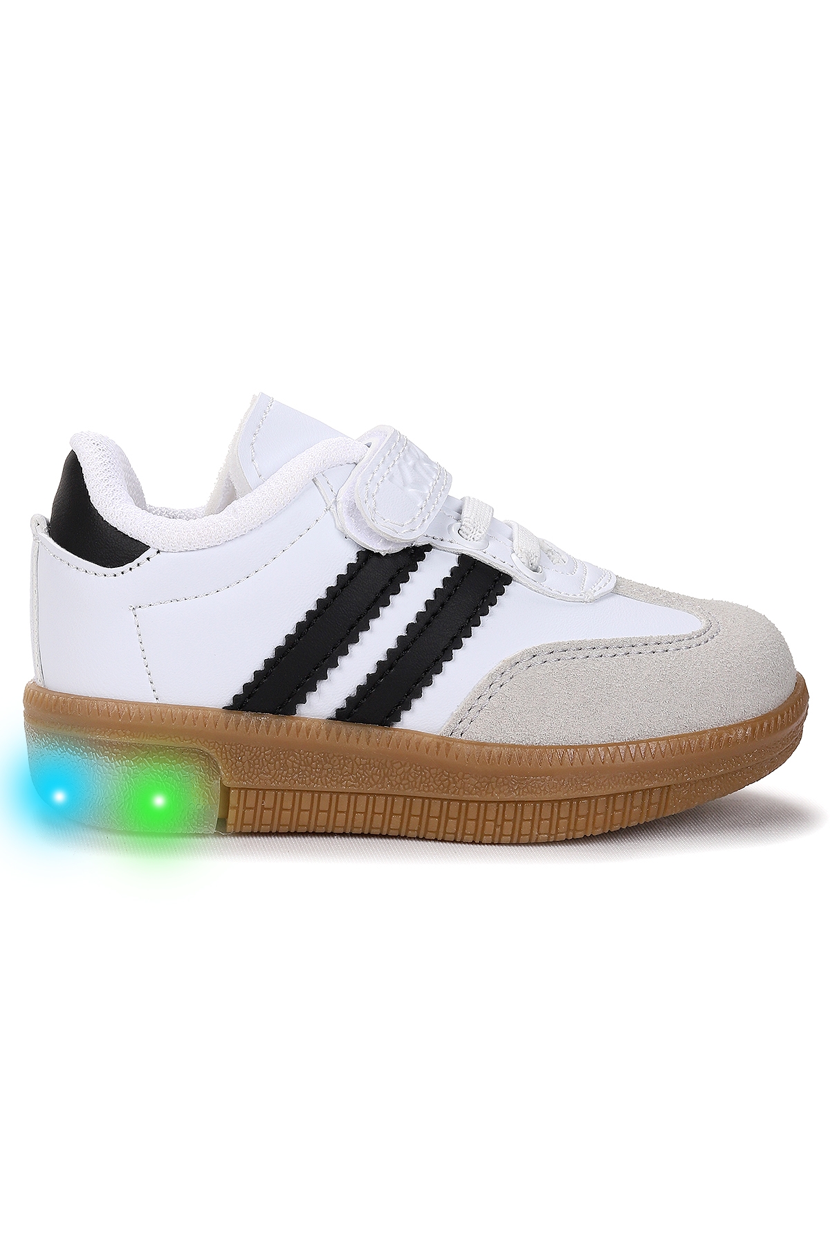 Renis Günlük Cırtlı Işıklı Erkek Bebek Spor Ayakkabı Beyaz - Siyah - Görsel 2