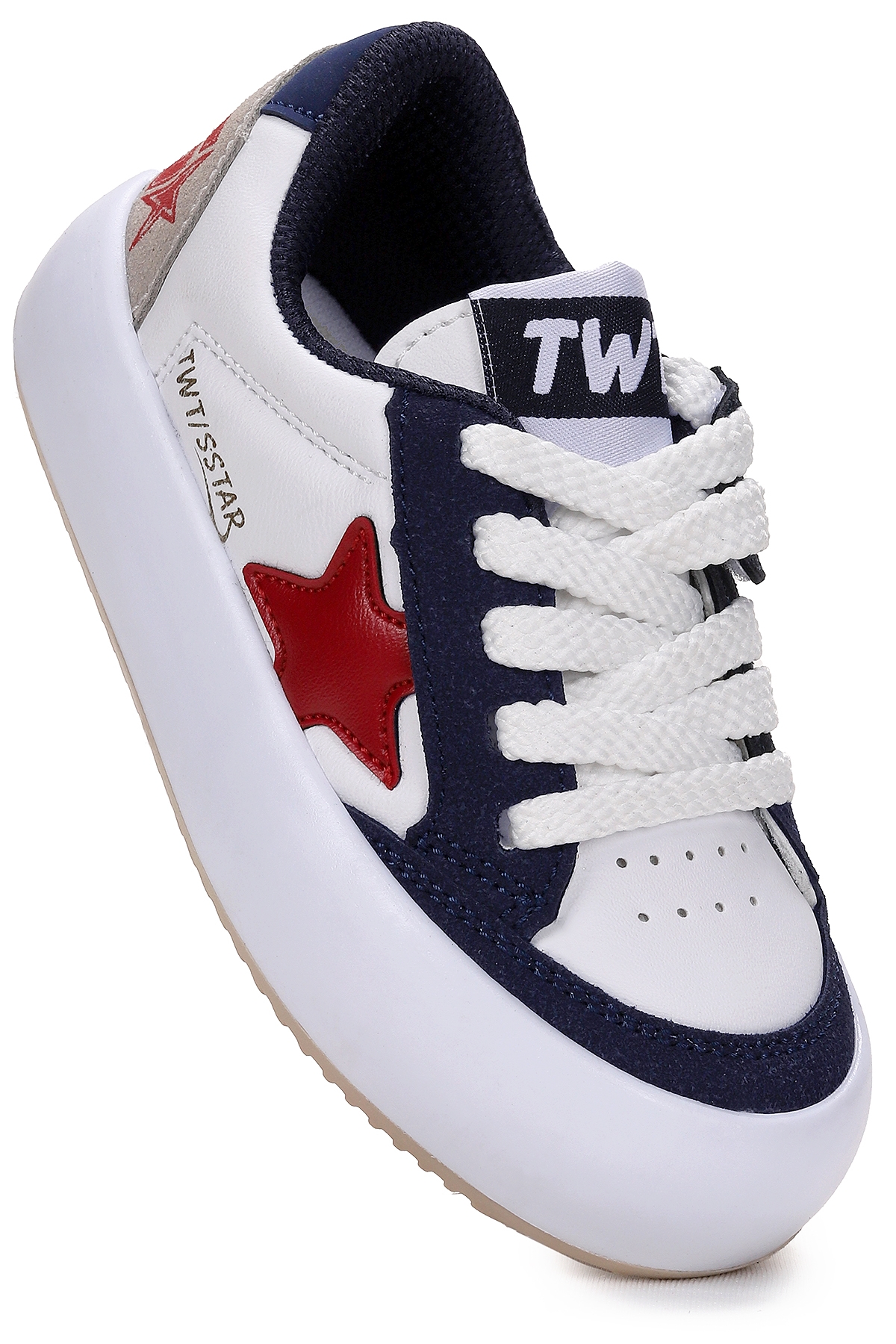 Rida Günlük Cırtlı Bağcıklı Erkek Çocuk Spor Ayakkabı Beyaz - Lacivert - Kırmızı - Görsel 4