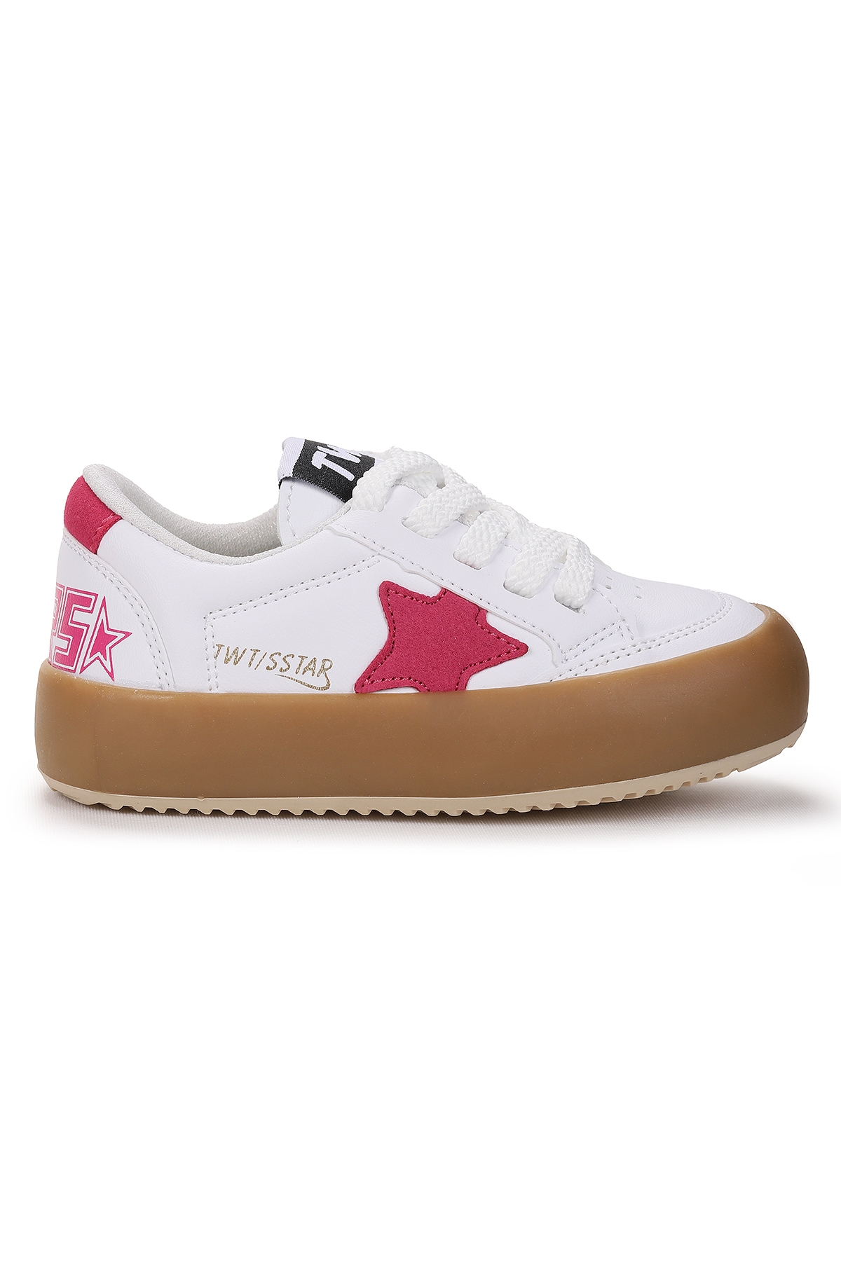 Rida Günlük Bağcıklı Kız Çocuk Spor Ayakkabı Beyaz - Fuşya - Görsel 2