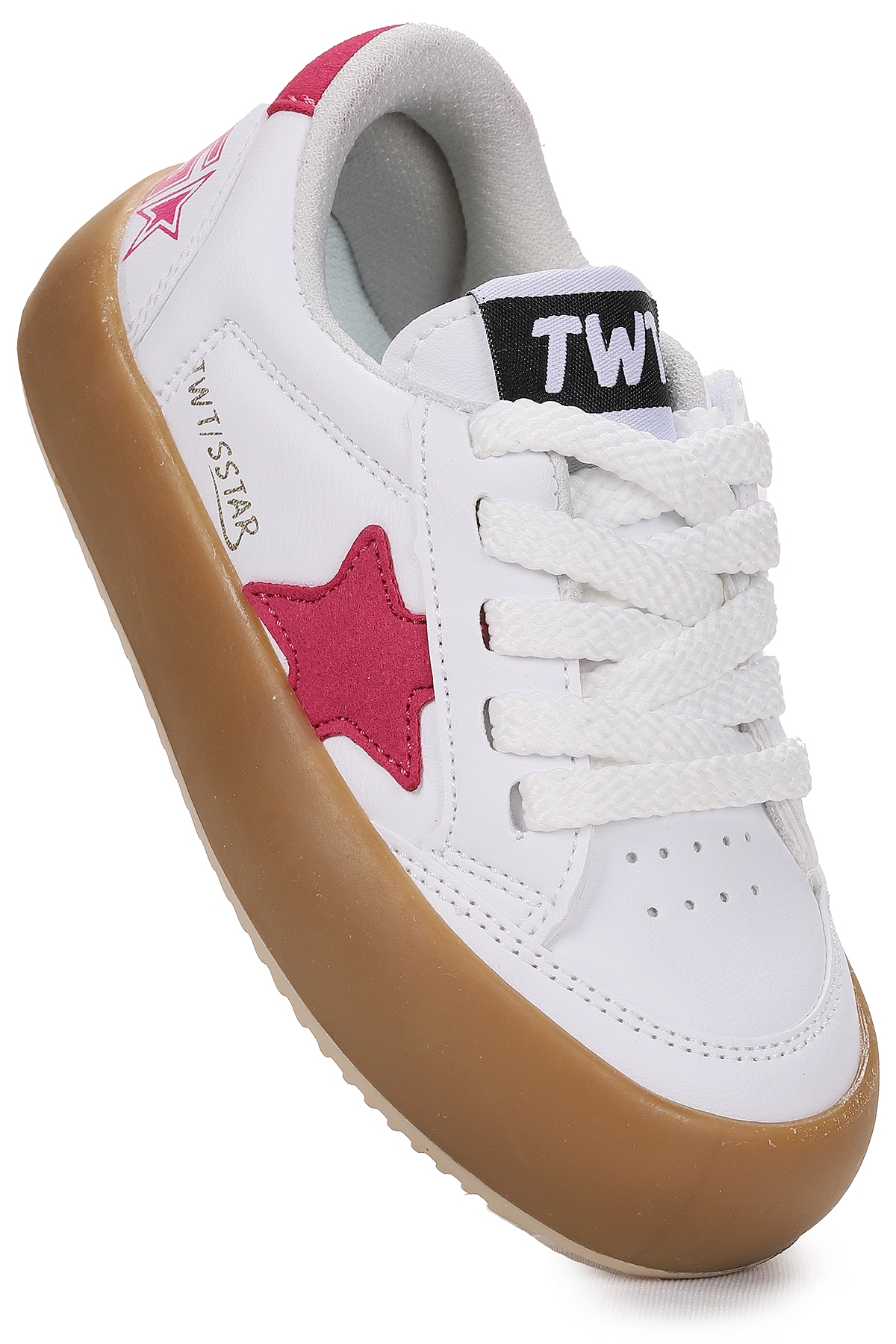 Rida Günlük Bağcıklı Kız Çocuk Spor Ayakkabı Beyaz - Fuşya - Görsel 4