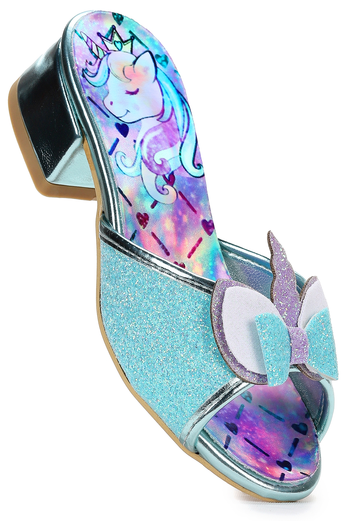 Unicorn Kız Çocuk Topuklu Simli Abiye Terlik Su Yeşili - Görsel 4