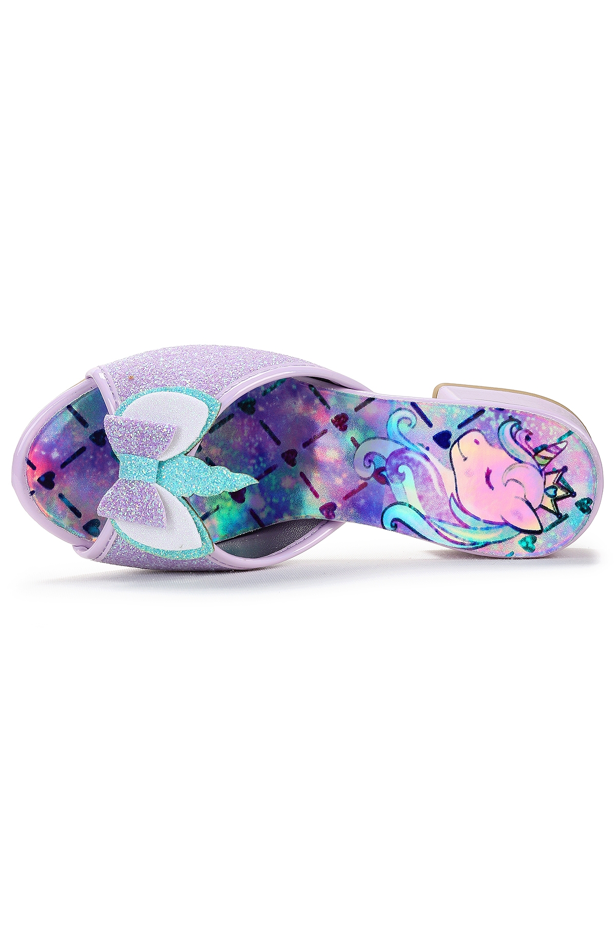 Unicorn Kız Çocuk Topuklu Simli Abiye Terlik Lila - Görsel 5