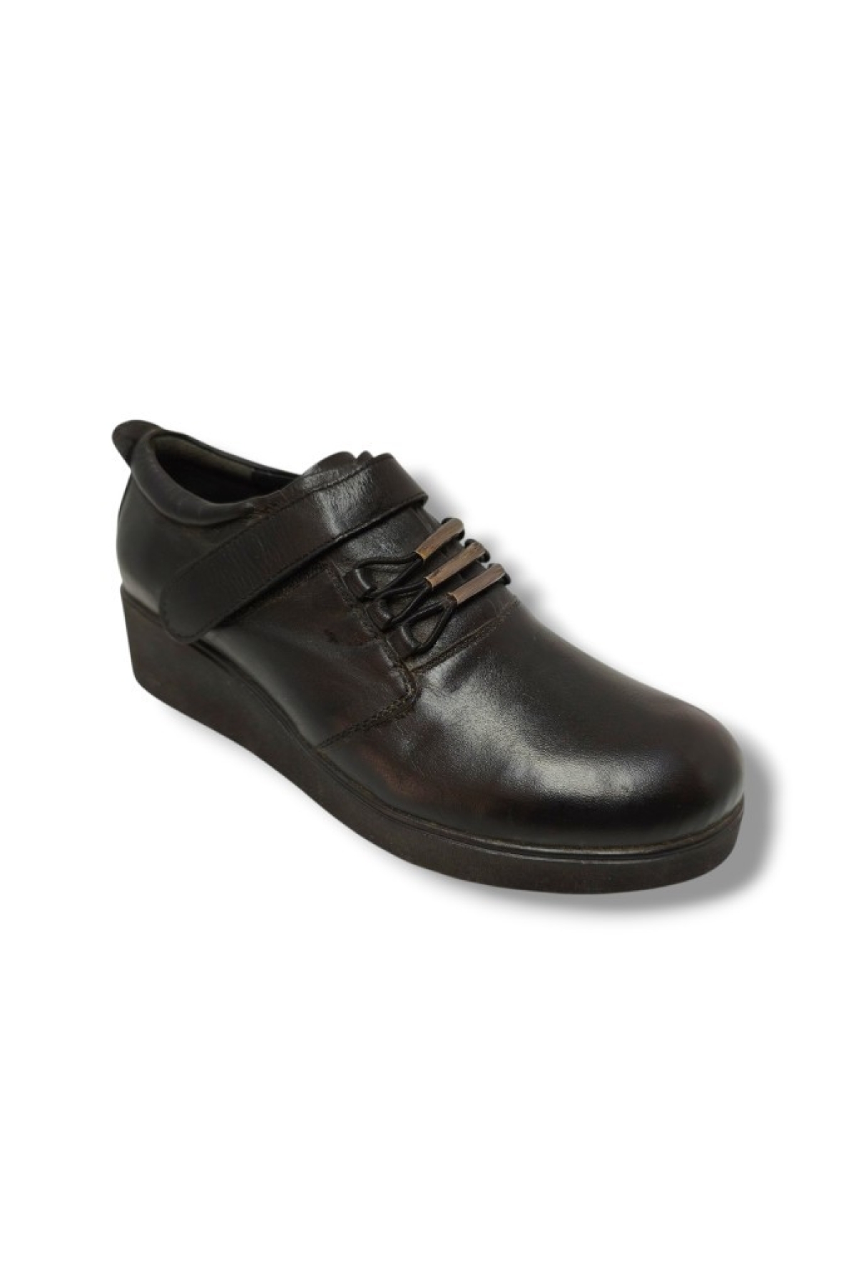 3114-20 Hakiki Deri Dolgu Topuk Cırtlı Kadın Ayakkabı - Görsel 2