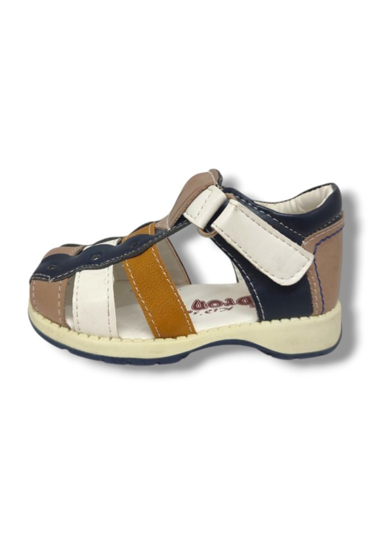 1600-20 Anatomik Önü Kapali 3 Şeritli Erkek Çocuk Sandalet Lacivert Kahve18-20 - Görsel 3
