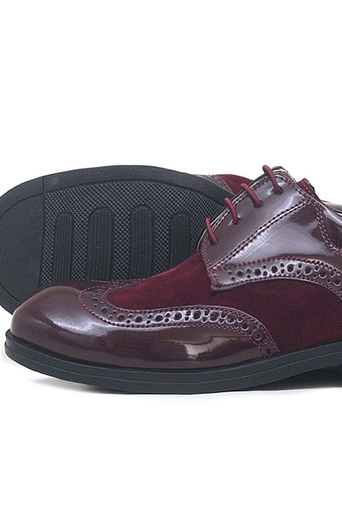 Rakerplus Bordo Rakerplus Titan Rugan Nubuk Bağcıklı Klasik Erkek Çocuk Ayakkabı