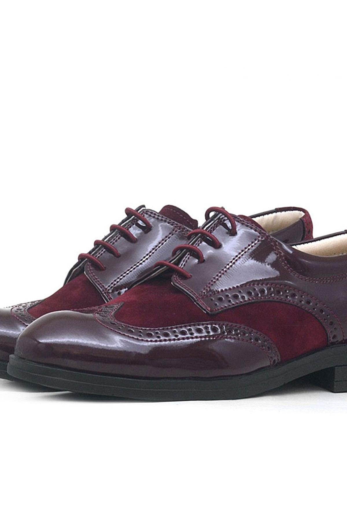 Rakerplus Bordo Rakerplus Titan Rugan Nubuk Bağcıklı Klasik Erkek Çocuk Ayakkabı