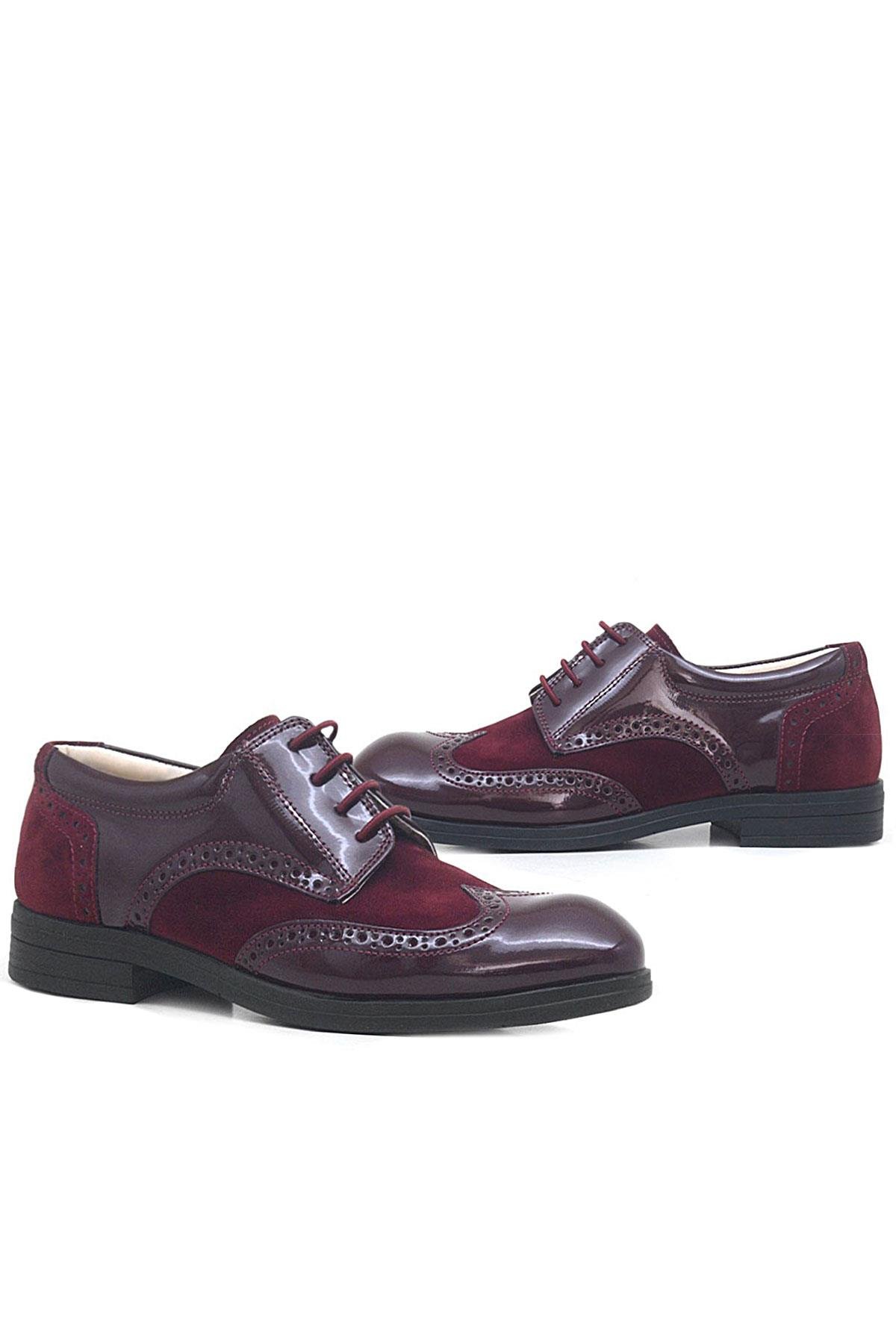Rakerplus Bordo Rakerplus Titan Rugan Nubuk Bağcıklı Klasik Erkek Çocuk Ayakkabı