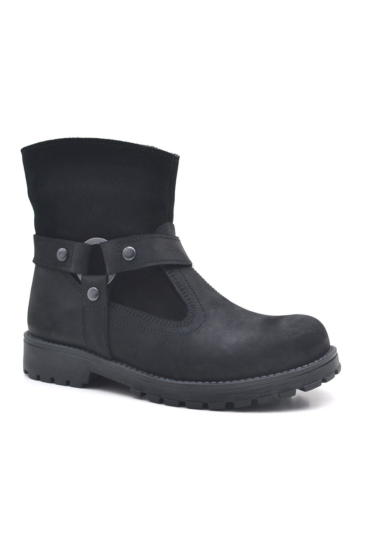 Garuda Hakiki Deri Siyah Fermuarlı Çocuk Bot - Görsel 2