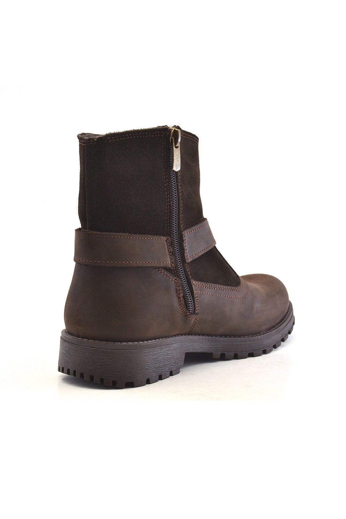 Garuda Hakiki Deri Kahve Fermuarlı Çocuk Bot - Görsel 4