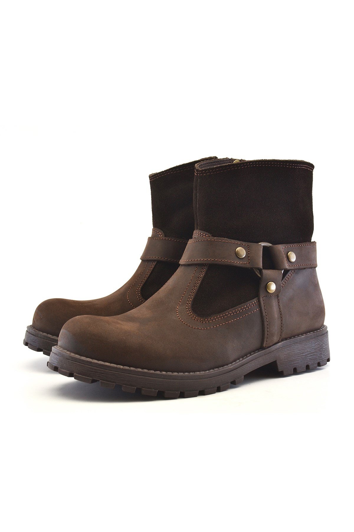 Garuda Hakiki Deri Kahve Fermuarlı Çocuk Bot - Görsel 5
