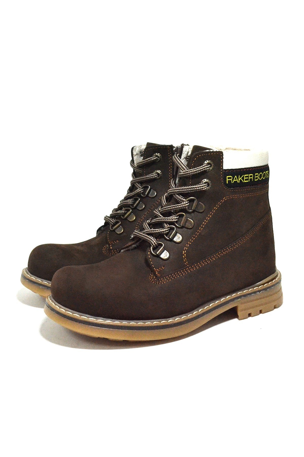 Hakiki Deri Kahverengi Fermuarlı Kışlık Çocuk Bot - Görsel 5