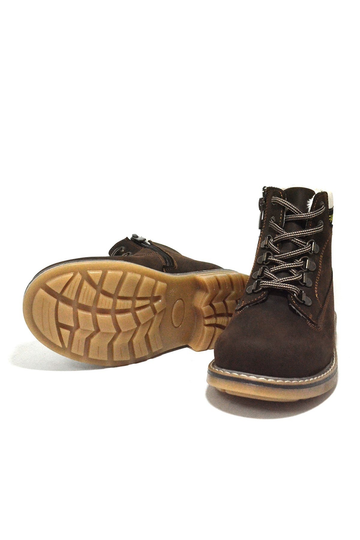Hakiki Deri Kahverengi Fermuarlı Kışlık Çocuk Bot - Görsel 6