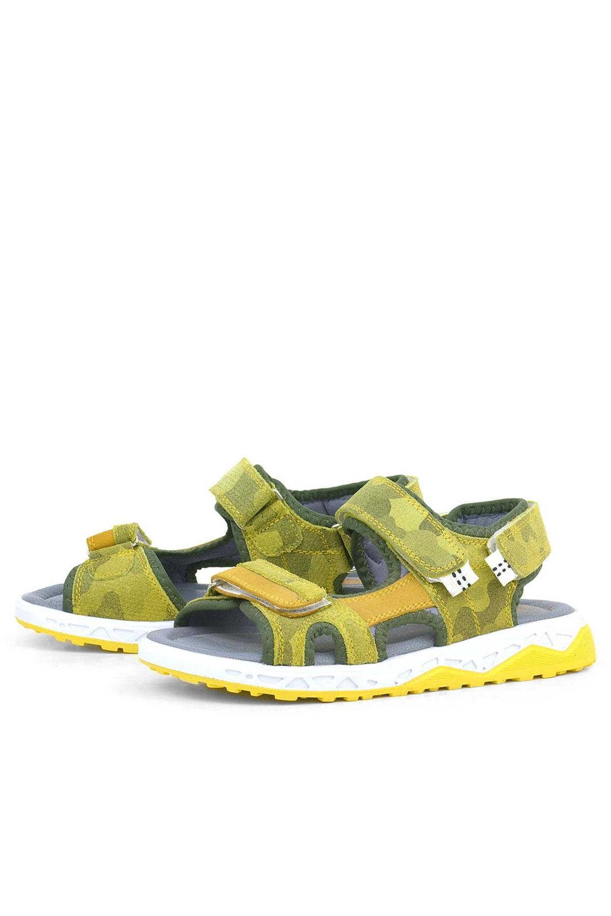 Hakiki Deri Sarı Cırtlı Çocuk Sandalet Ayakkabı - Görsel 5