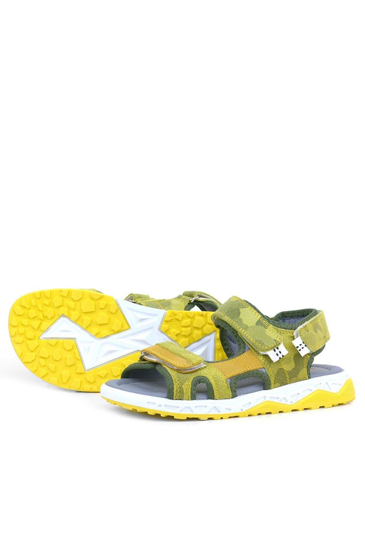 Hakiki Deri Sarı Cırtlı Çocuk Sandalet Ayakkabı - Görsel 6
