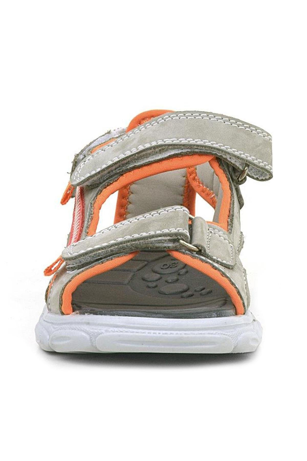 Hakiki Deri Kum Rengi Turuncu Çocuk Sandalet Ayakkabı - Görsel 4