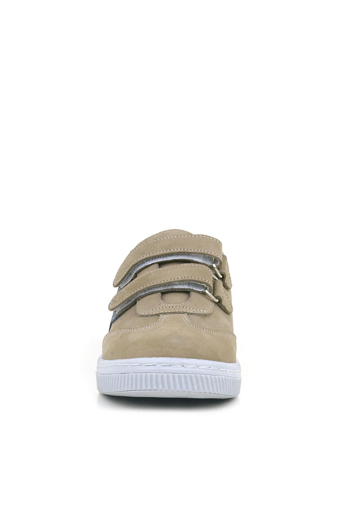 Hakiki Deri Kum Gri Cırtlı Çocuk Spor Ayakkabı - Görsel 3