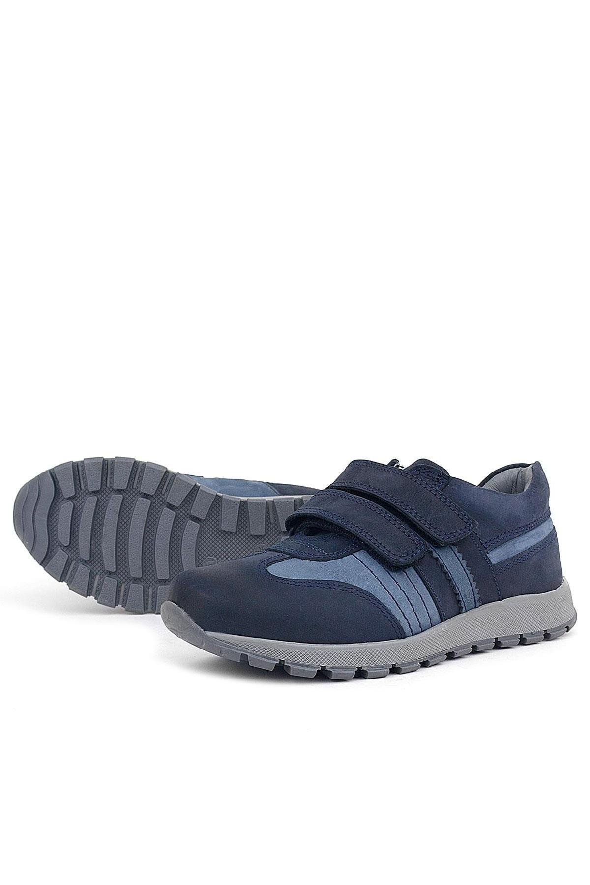 Hakiki Deri Cırtlı Lacivert Mavi Çocuk Spor Okul Ayakkabı - Görsel 6