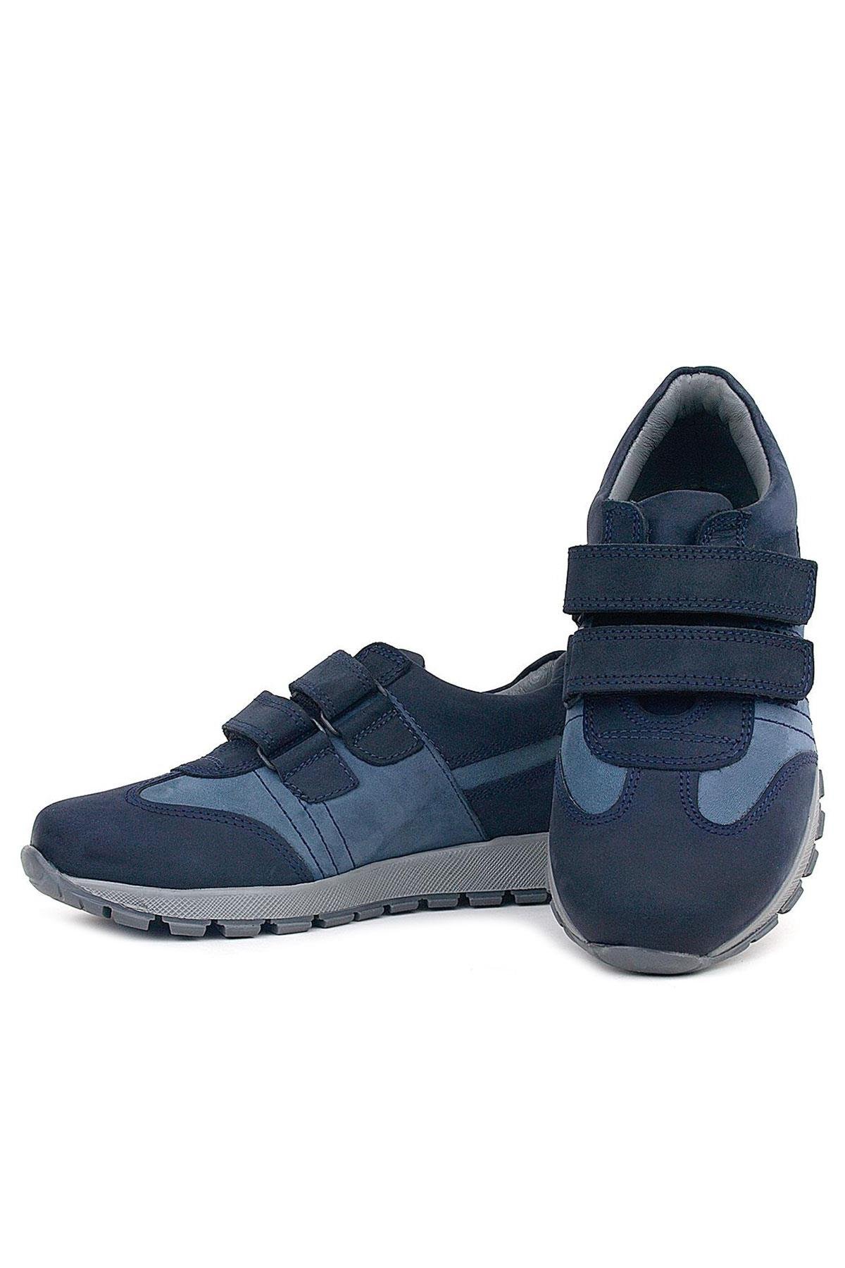 Hakiki Deri Cırtlı Lacivert Mavi Çocuk Spor Okul Ayakkabı - Görsel 8