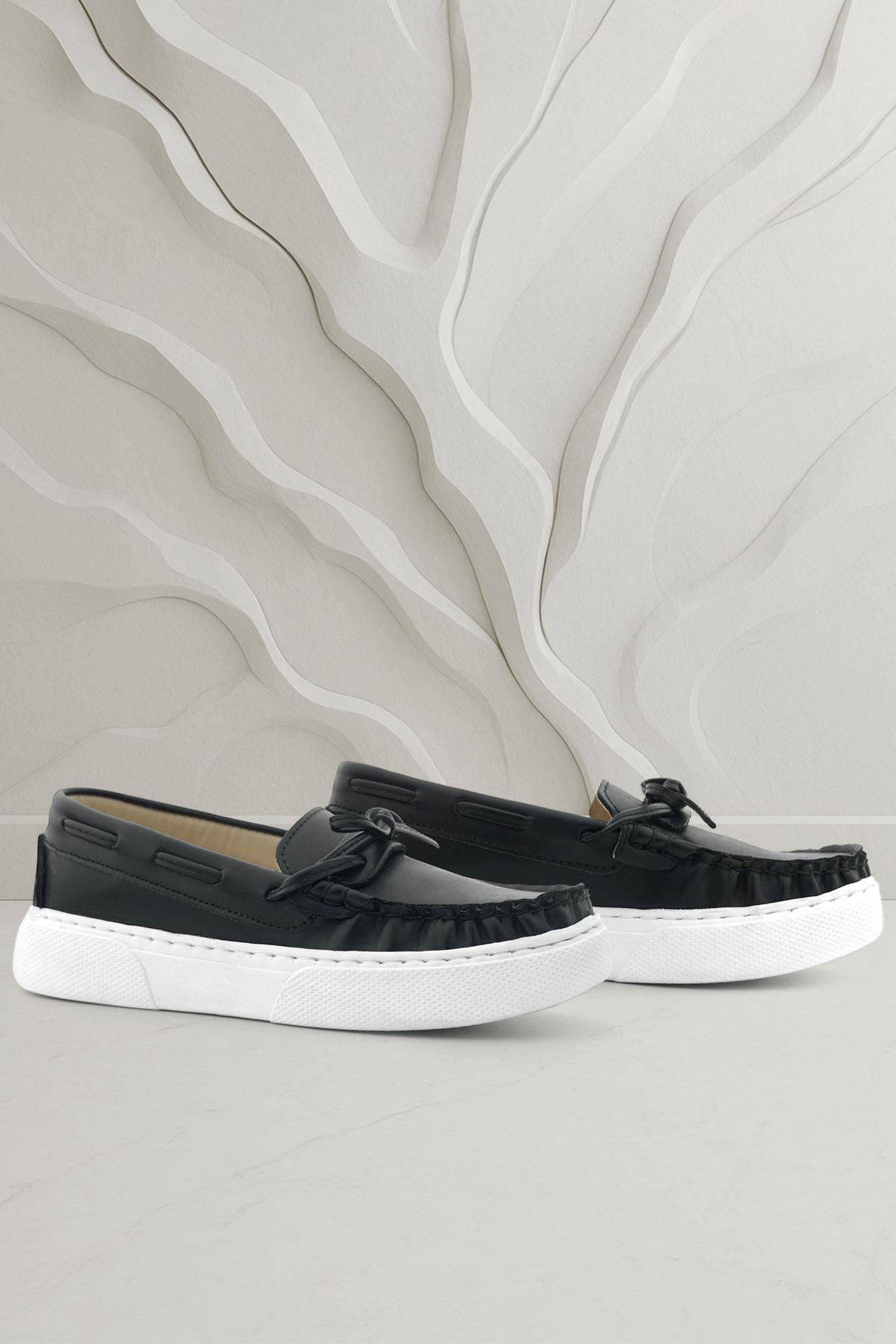 Siyah Cilt Ekstra Hafif Çocuk Makosen Ayakkabı - Görsel 3