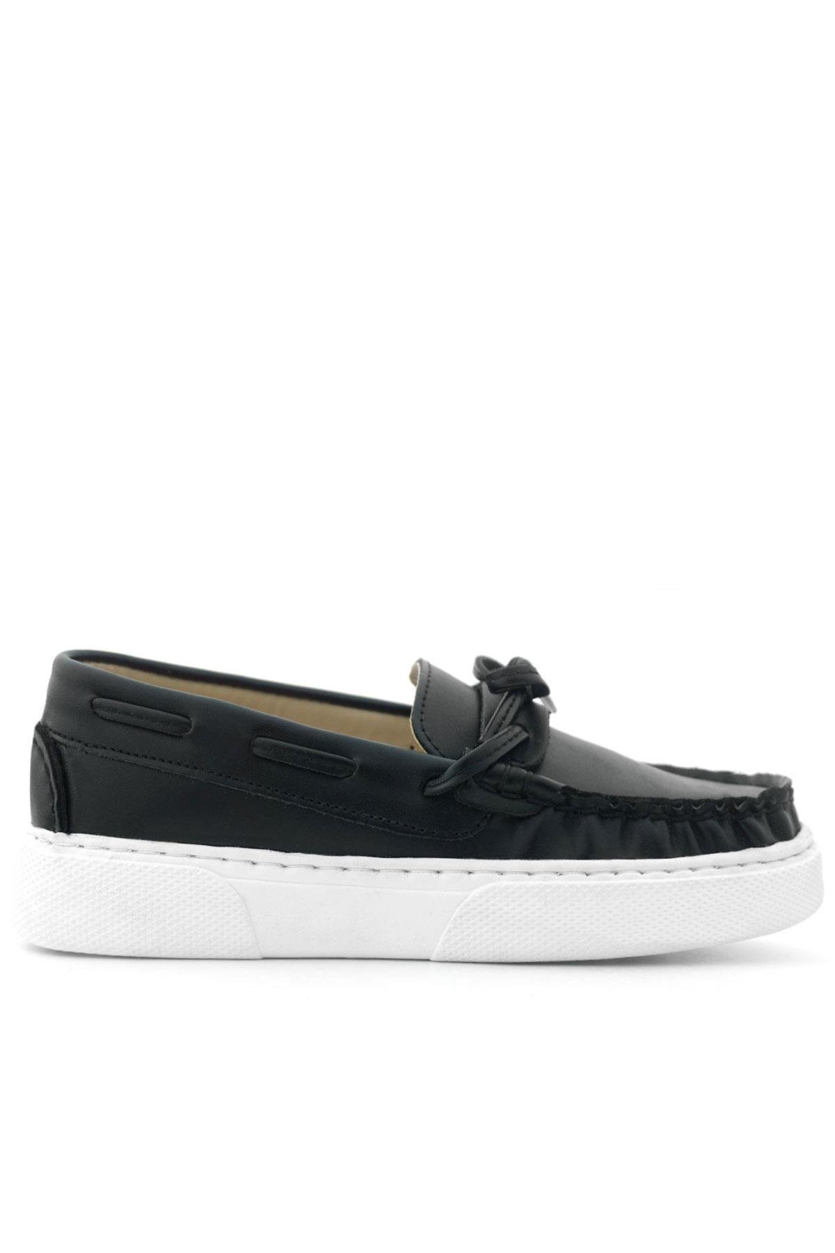 Siyah Cilt Ekstra Hafif Çocuk Makosen Ayakkabı - Görsel 4