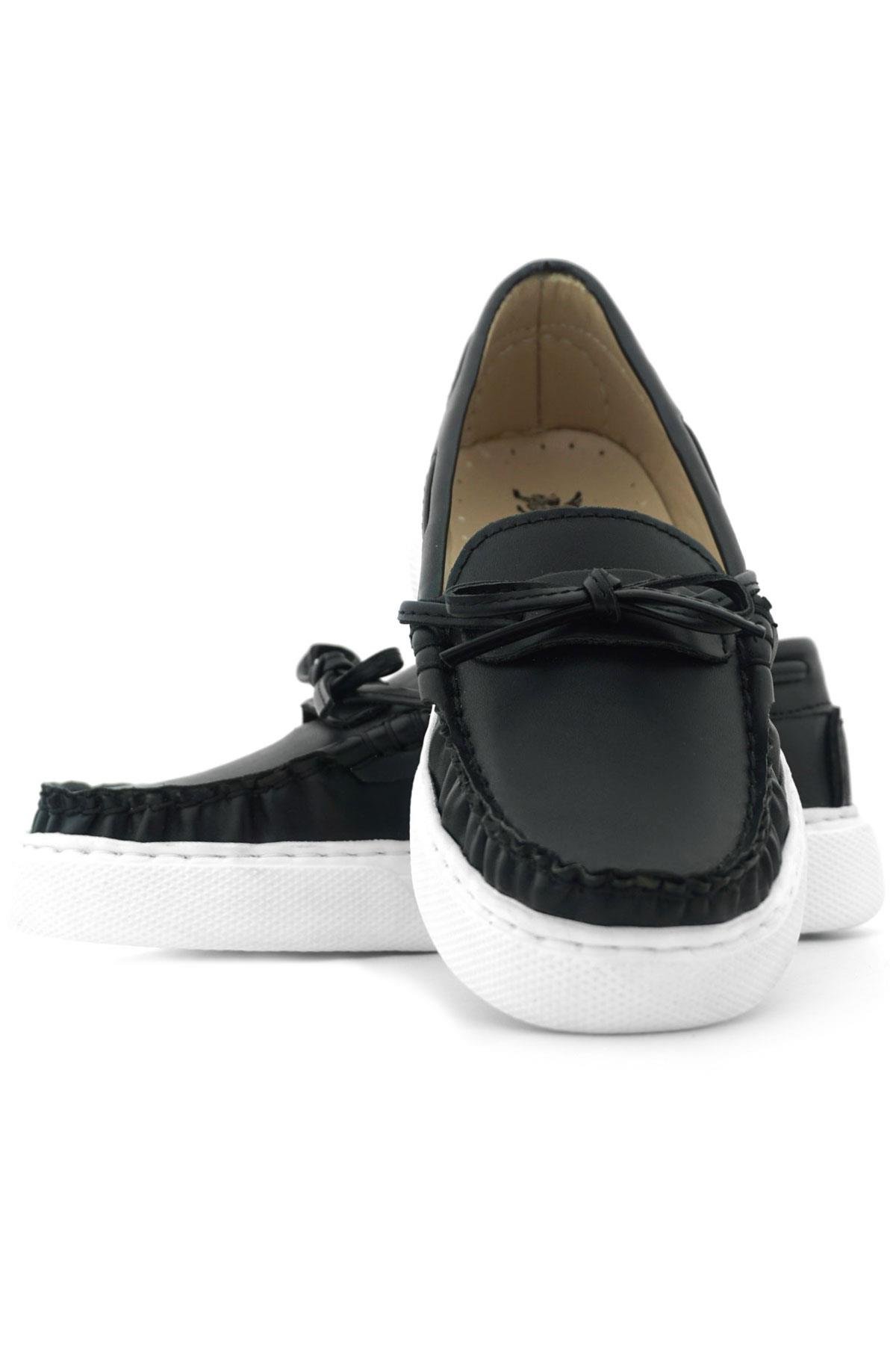 Siyah Cilt Ekstra Hafif Çocuk Makosen Ayakkabı - Görsel 10