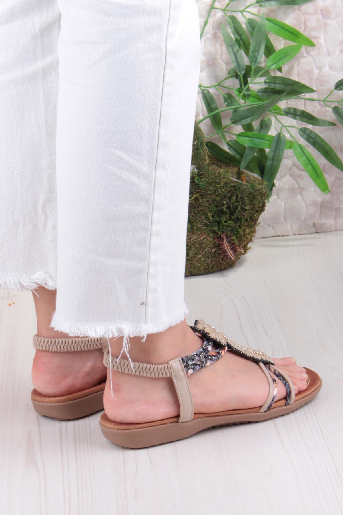 Guja 24Y150-38 Anatomik Rahat Kaymaz Taban Taşlı Kadın Sandalet - Görsel 5