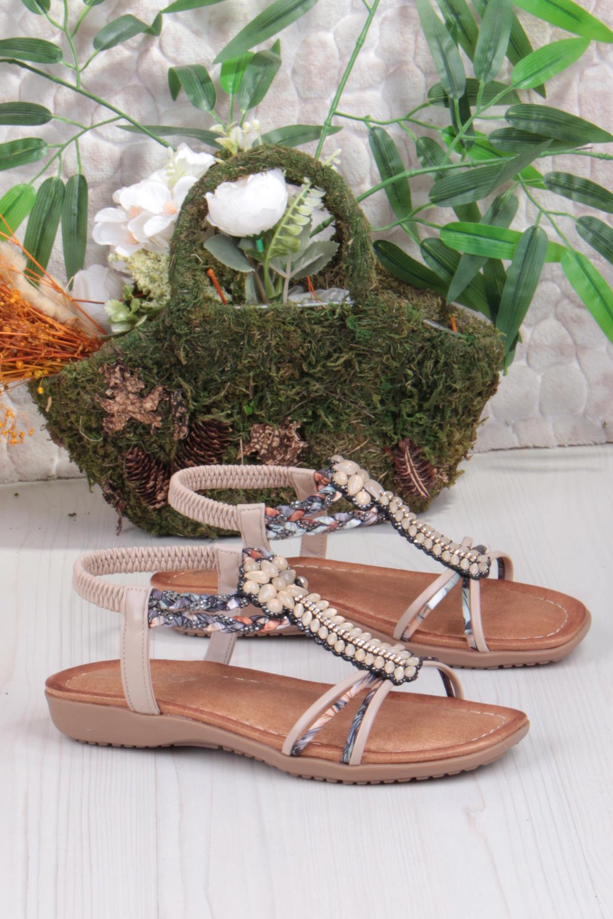 Guja 24Y150-38 Anatomik Rahat Kaymaz Taban Taşlı Kadın Sandalet - Görsel 6