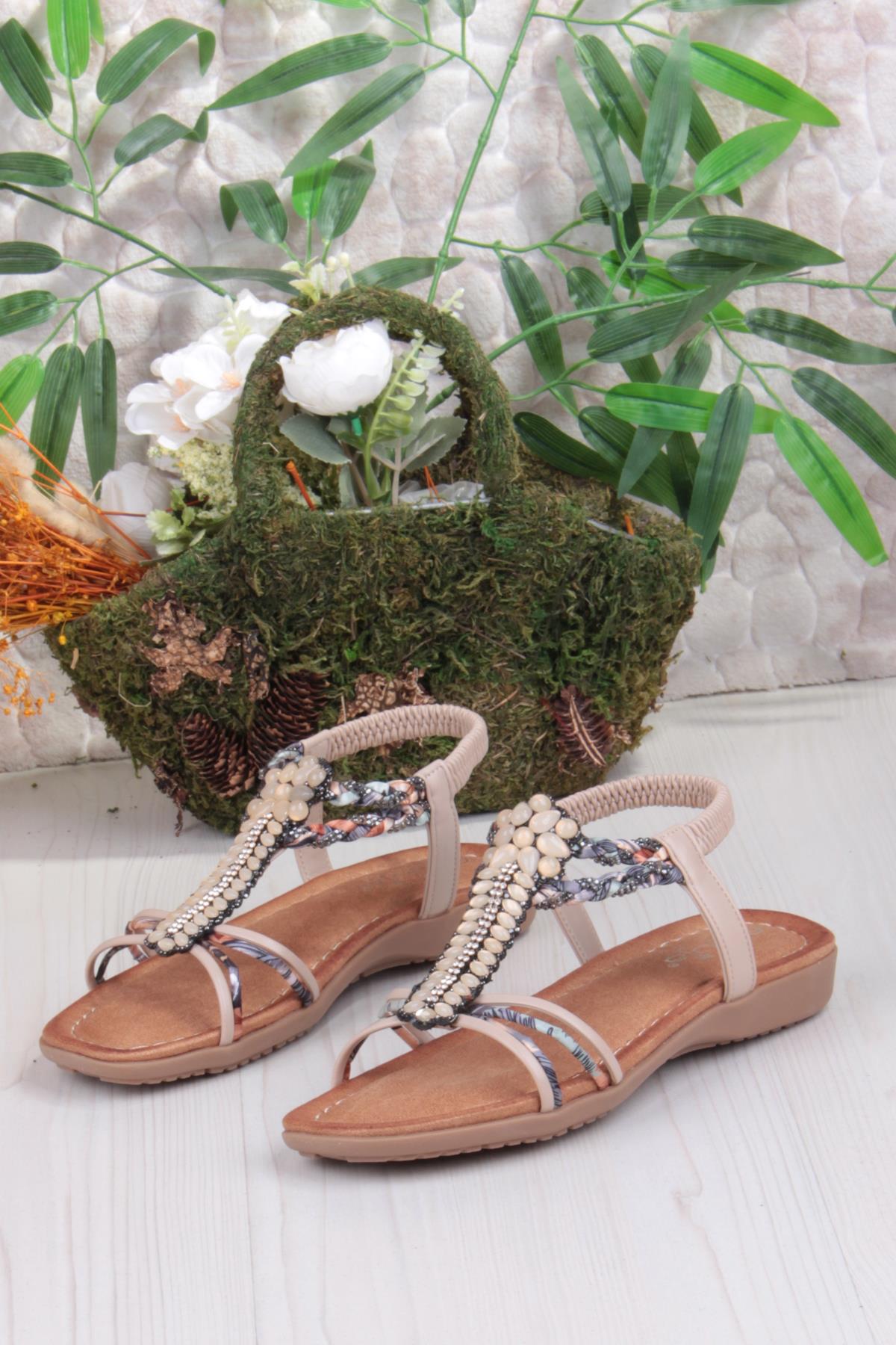 Guja 24Y150-38 Anatomik Rahat Kaymaz Taban Taşlı Kadın Sandalet - Görsel 7