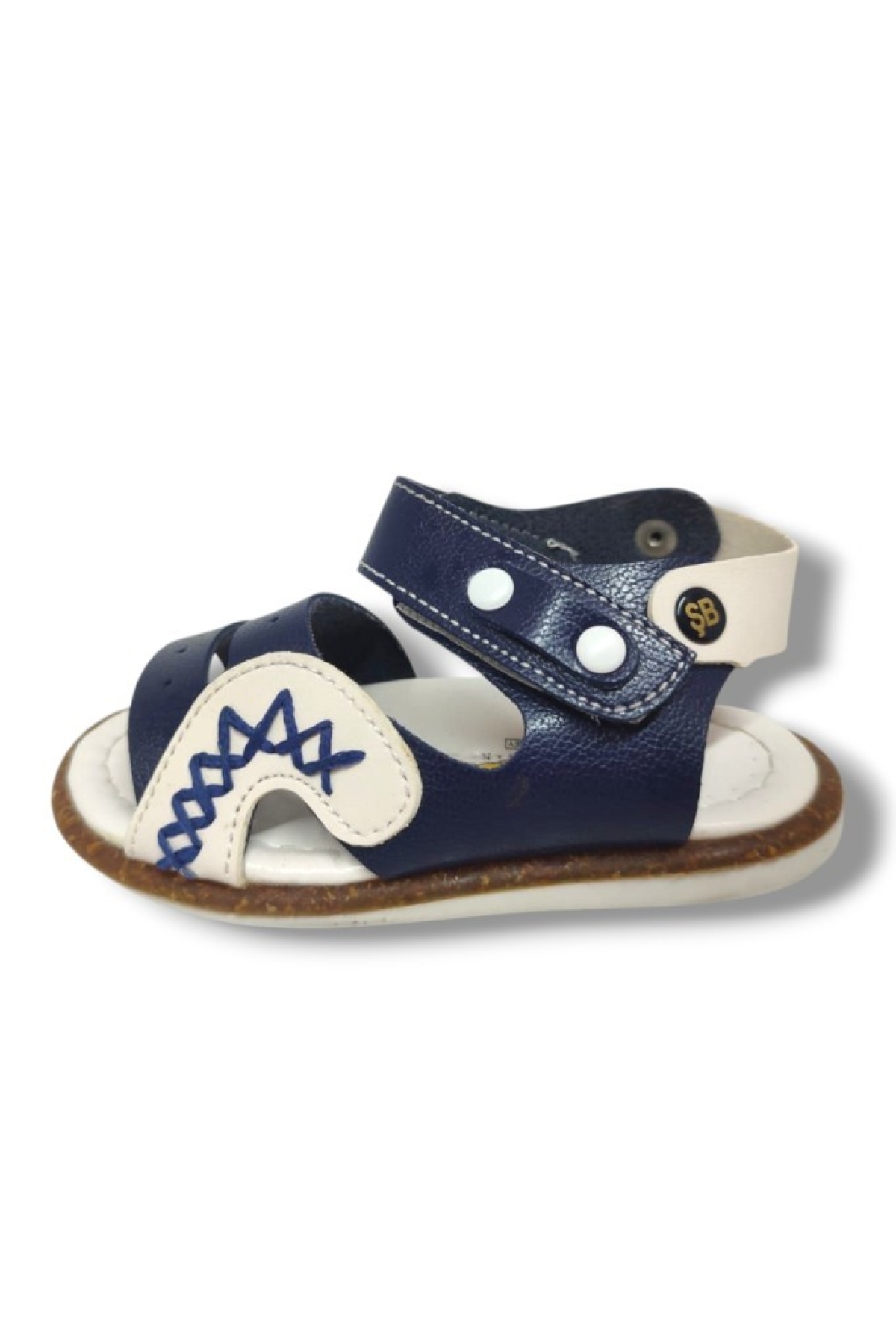 Şirinbebe 1596-20 Anatomik Dikiş Cırtlı Bebek Erkek Sandalet Lacivert Beyaz 21-25 600 - Görsel 3