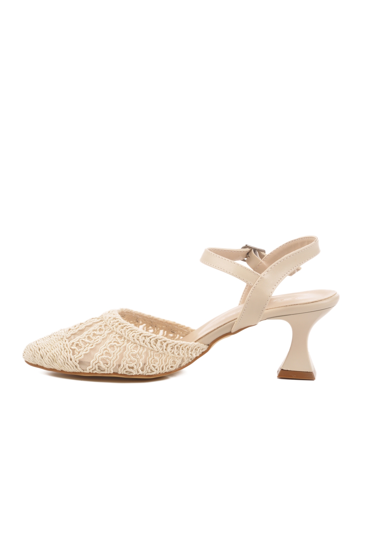 Krem Triko Topuklu Kadın Abiye Ayakkabı PC-54660 Z - Görsel 3