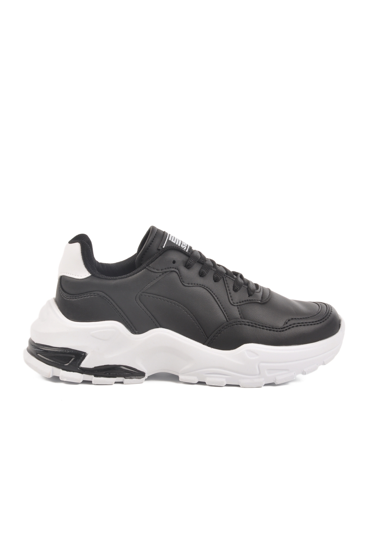 Siyah Beyaz Cilt Bağcıklı Kadın Spor Ayakkabı 159 G - Görsel 2