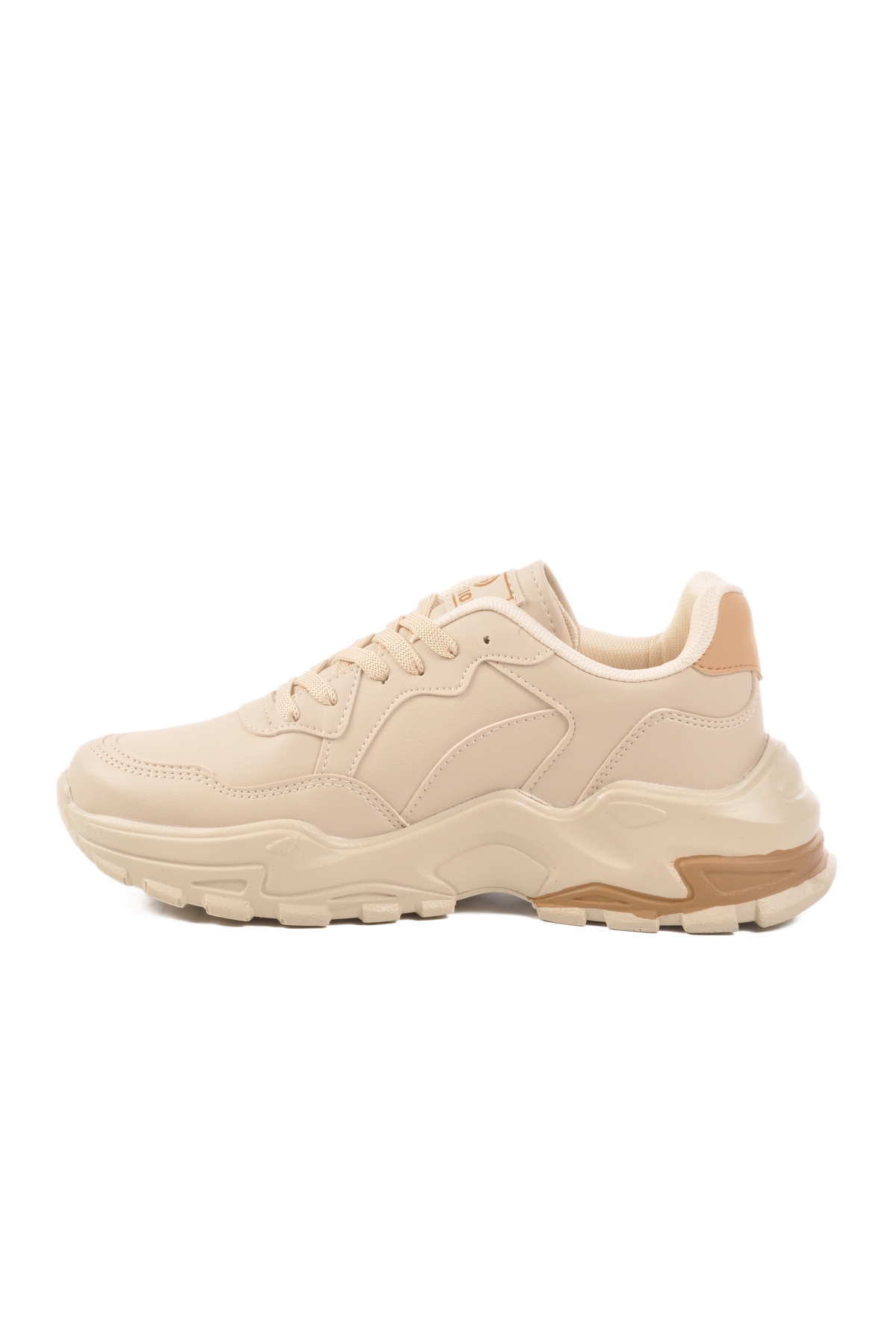 Ekru Cilt Bağcıklı Kadın Spor Ayakkabı 159 G - Görsel 3