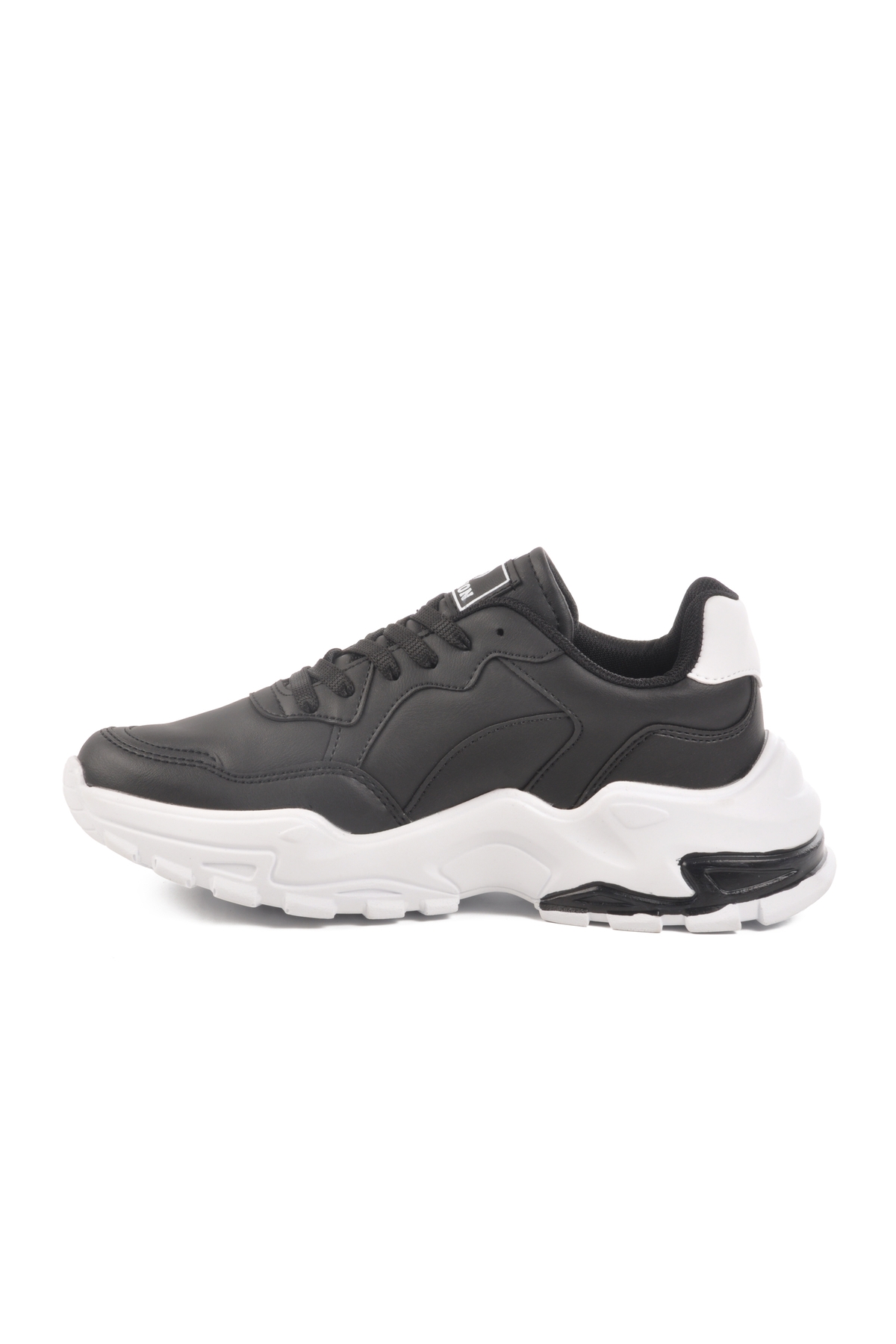 Siyah Beyaz Bağcıklı Kadın Spor Ayakkabı - Görsel 3