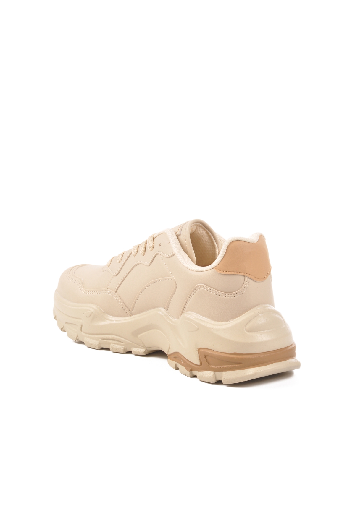 Ekru Bağcıklı Kadın Spor Ayakkabı - Görsel 5