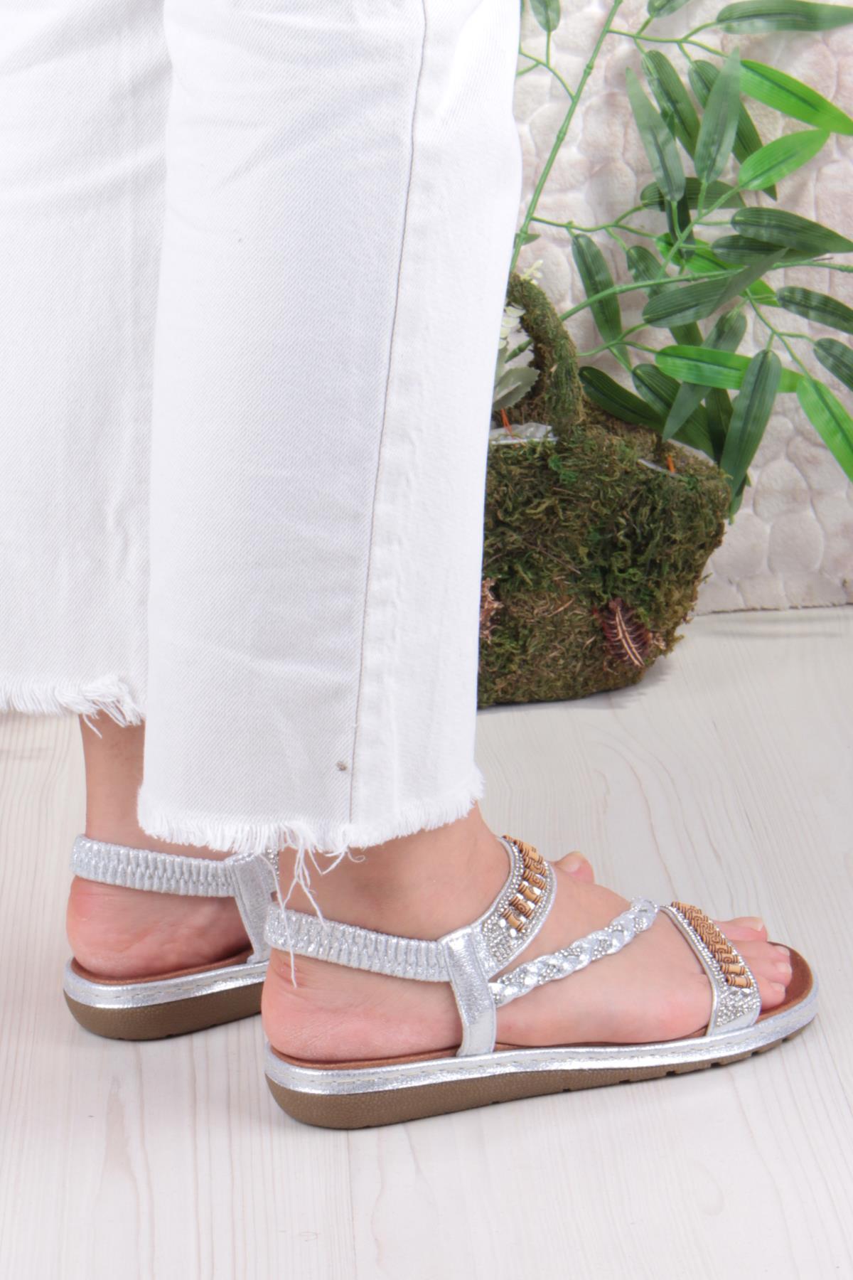 Guja 24Y152-18 Anatomik Rahat Kaymaz Taban Taşlı Kadın Sandalet - Görsel 5