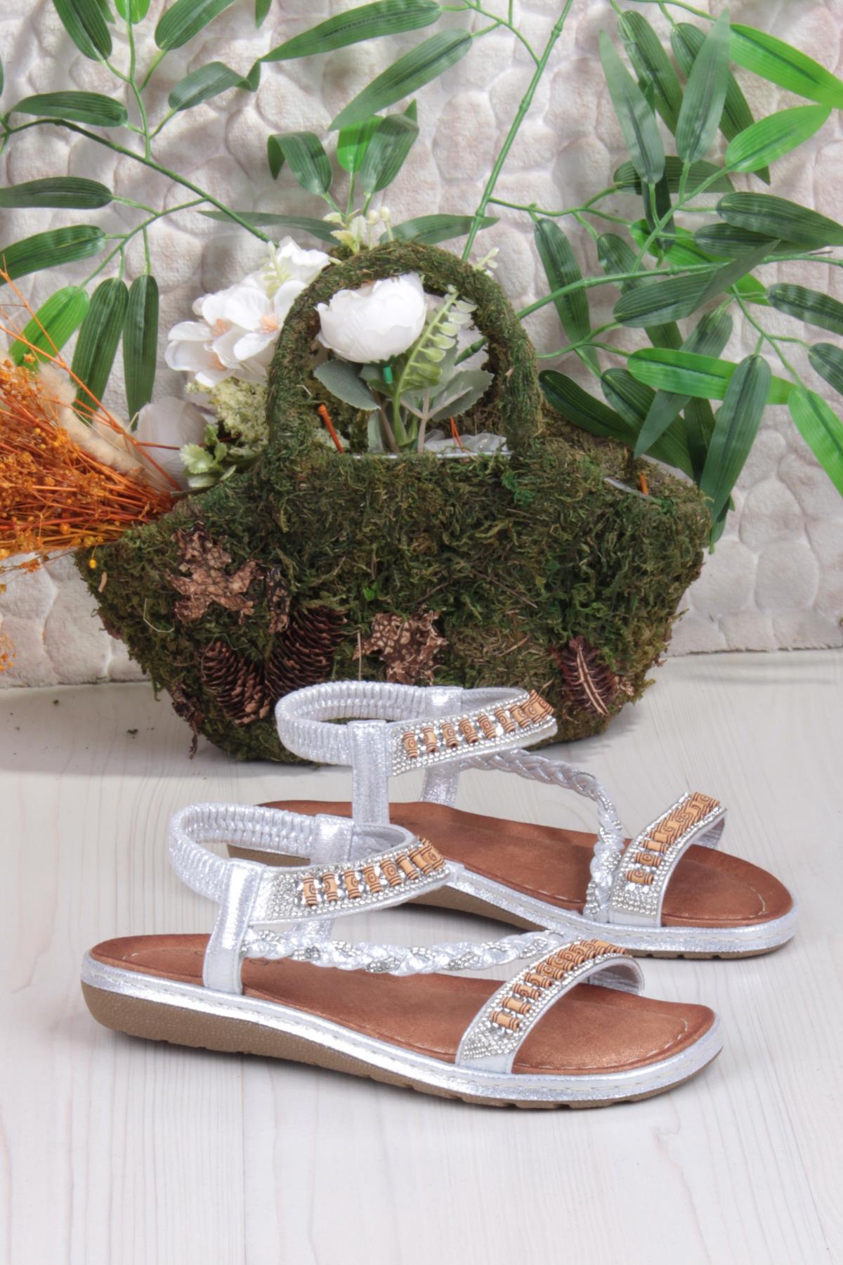 Guja 24Y152-18 Anatomik Rahat Kaymaz Taban Taşlı Kadın Sandalet - Görsel 6