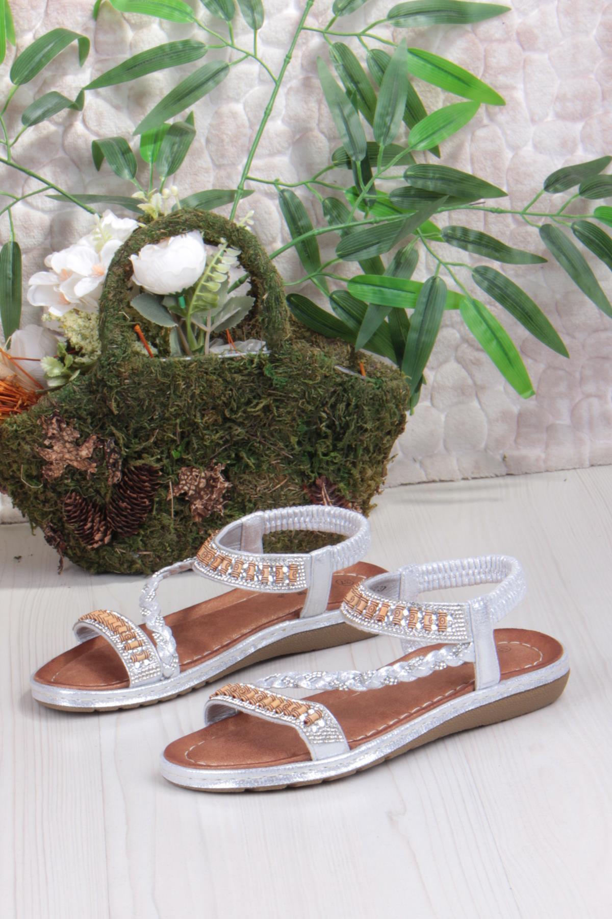 Guja 24Y152-18 Anatomik Rahat Kaymaz Taban Taşlı Kadın Sandalet - Görsel 7