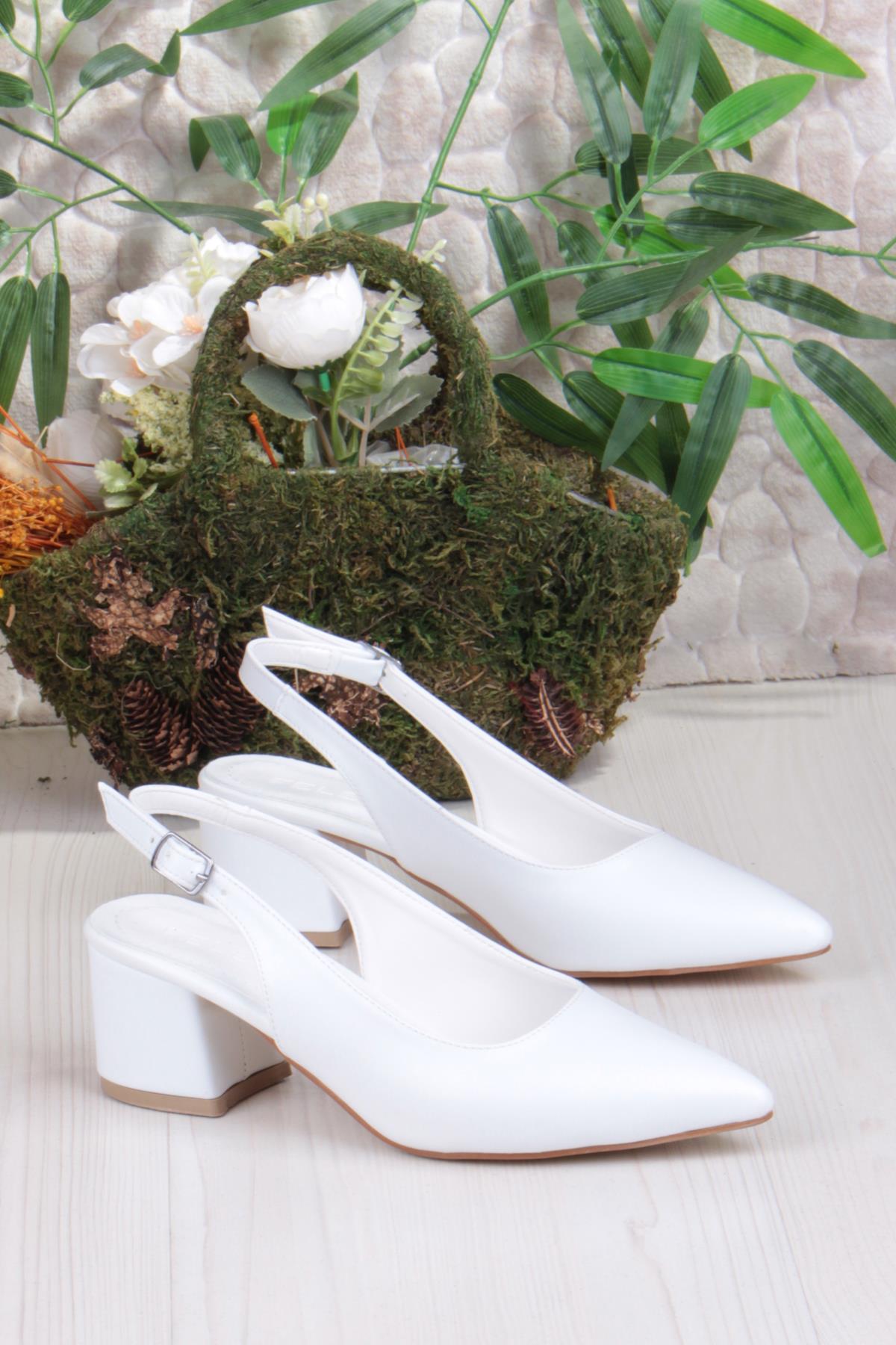 110-420 Fls Arkası Açık Kalın Topuk Klasik Kadın Ayakkabı - Görsel 6