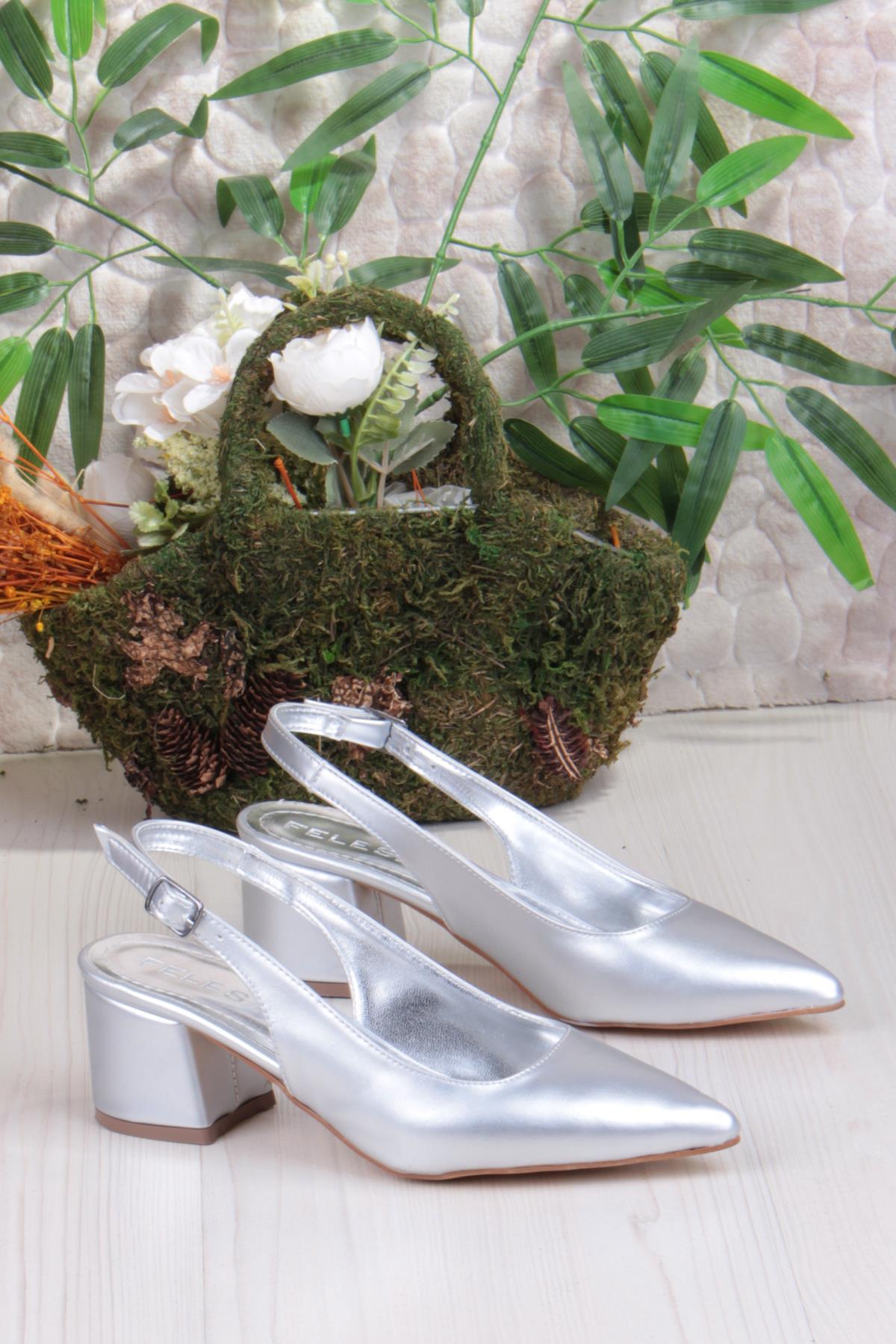 110-420 Fls Arkası Açık Kalın Topuk Klasik Kadın Ayakkabı - Görsel 6