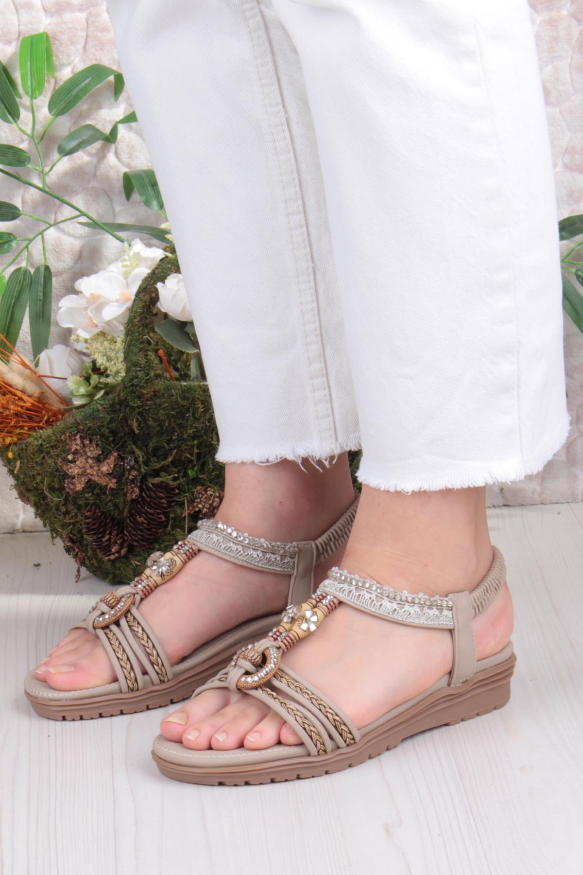 Guja 24Y120-4 Anatomik Rahat Kaymaz Taban Taşlı Kadın Sandalet - Görsel 3