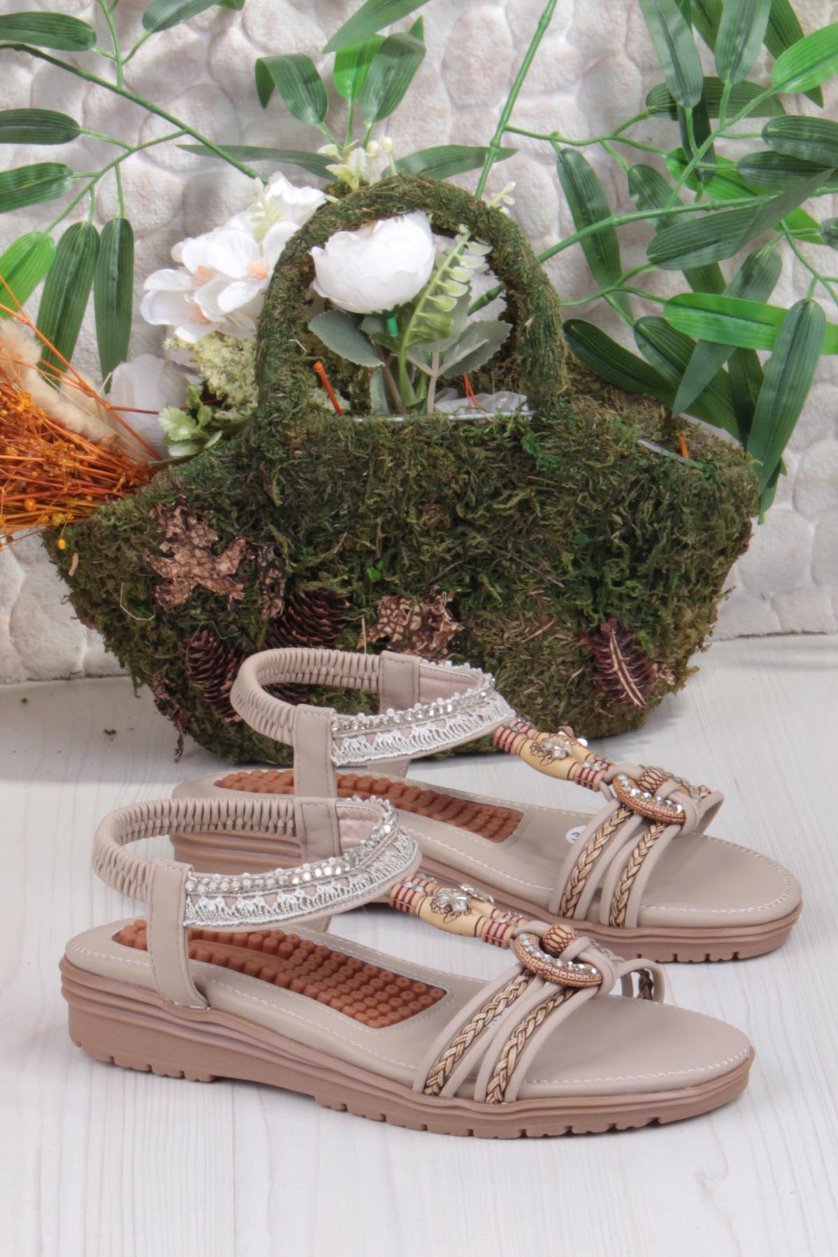 Guja 24Y120-4 Anatomik Rahat Kaymaz Taban Taşlı Kadın Sandalet - Görsel 6