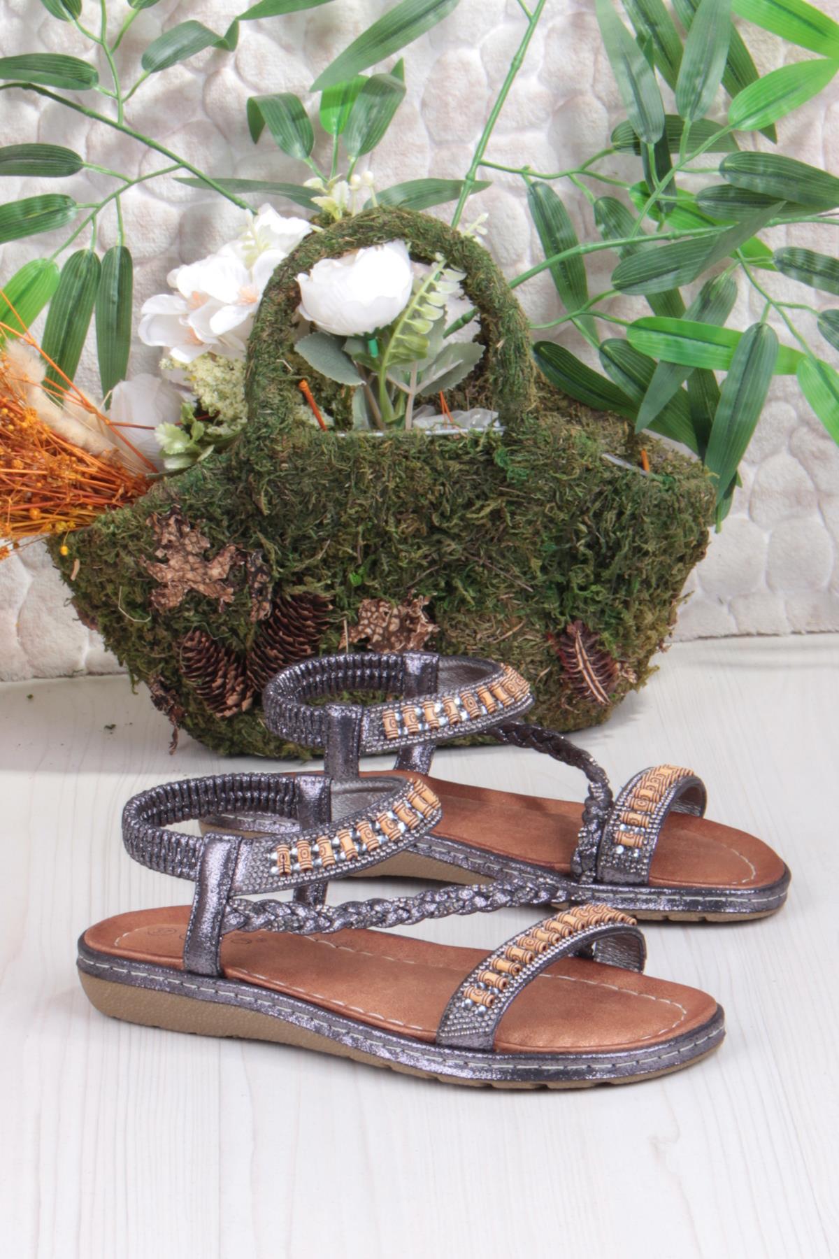 Guja 24Y152-18 Anatomik Rahat Kaymaz Taban Taşlı Kadın Sandalet - Görsel 6