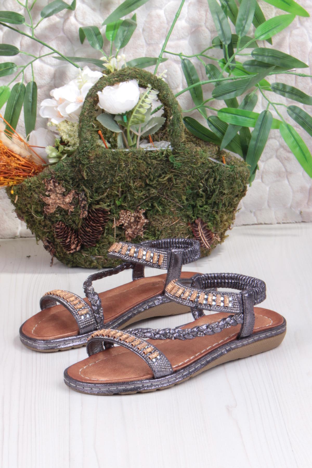 Guja 24Y152-18 Anatomik Rahat Kaymaz Taban Taşlı Kadın Sandalet - Görsel 7