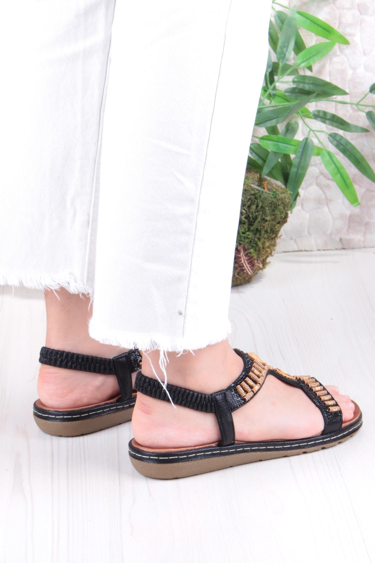 Guja 24Y152-17 Anatomik Rahat Kaymaz Taban Boncuklu Taşlı Kadın Sandalet - Görsel 5